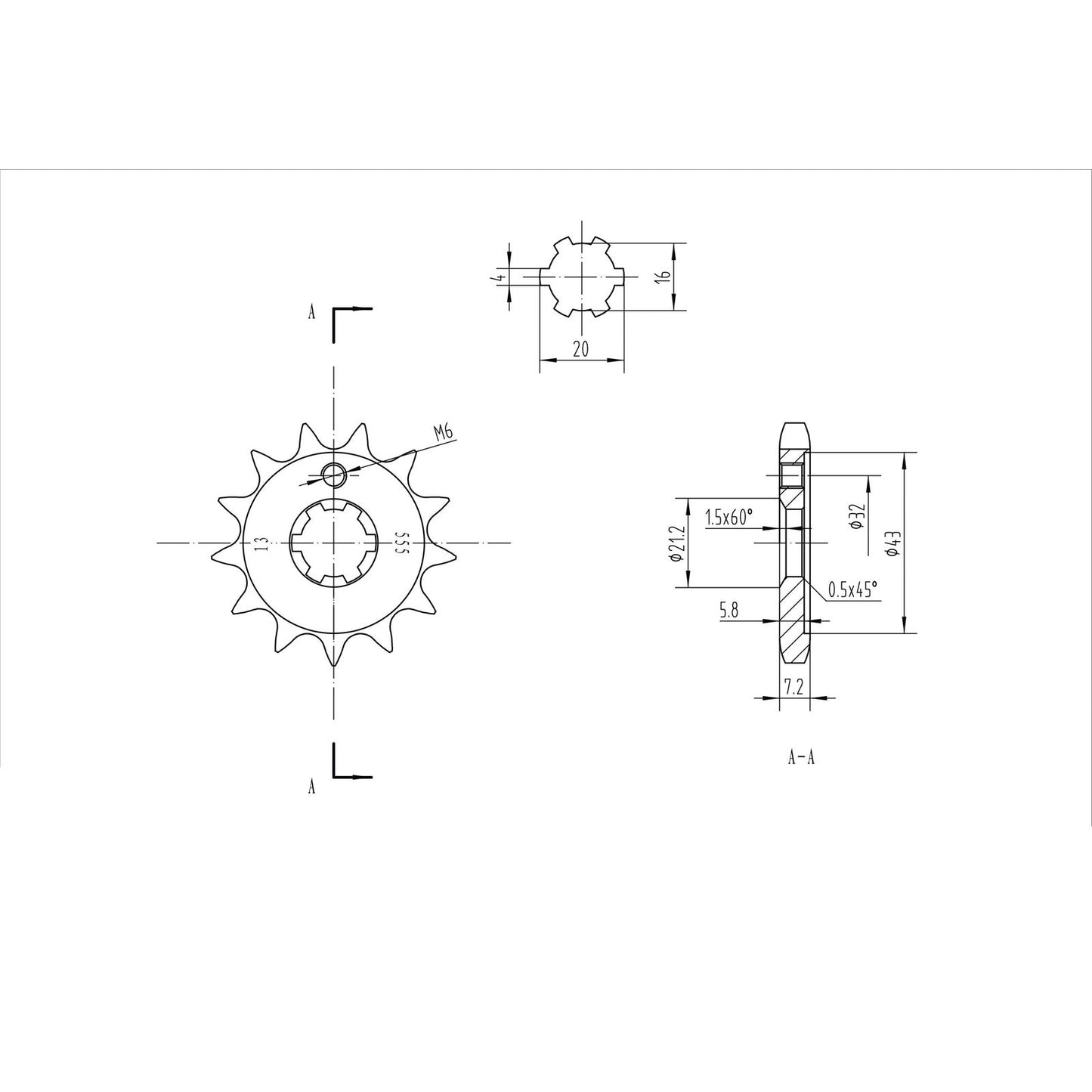 BikeMaster Front Sprocket 428 - 13-Tooth 130 555 13_130486