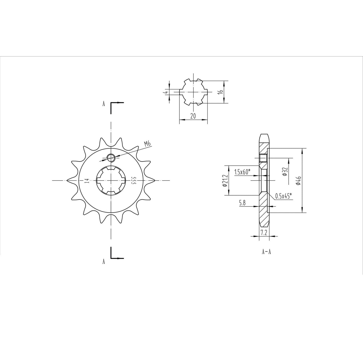 BikeMaster Front Sprocket 428 - 14-Tooth 130 555 14_130488