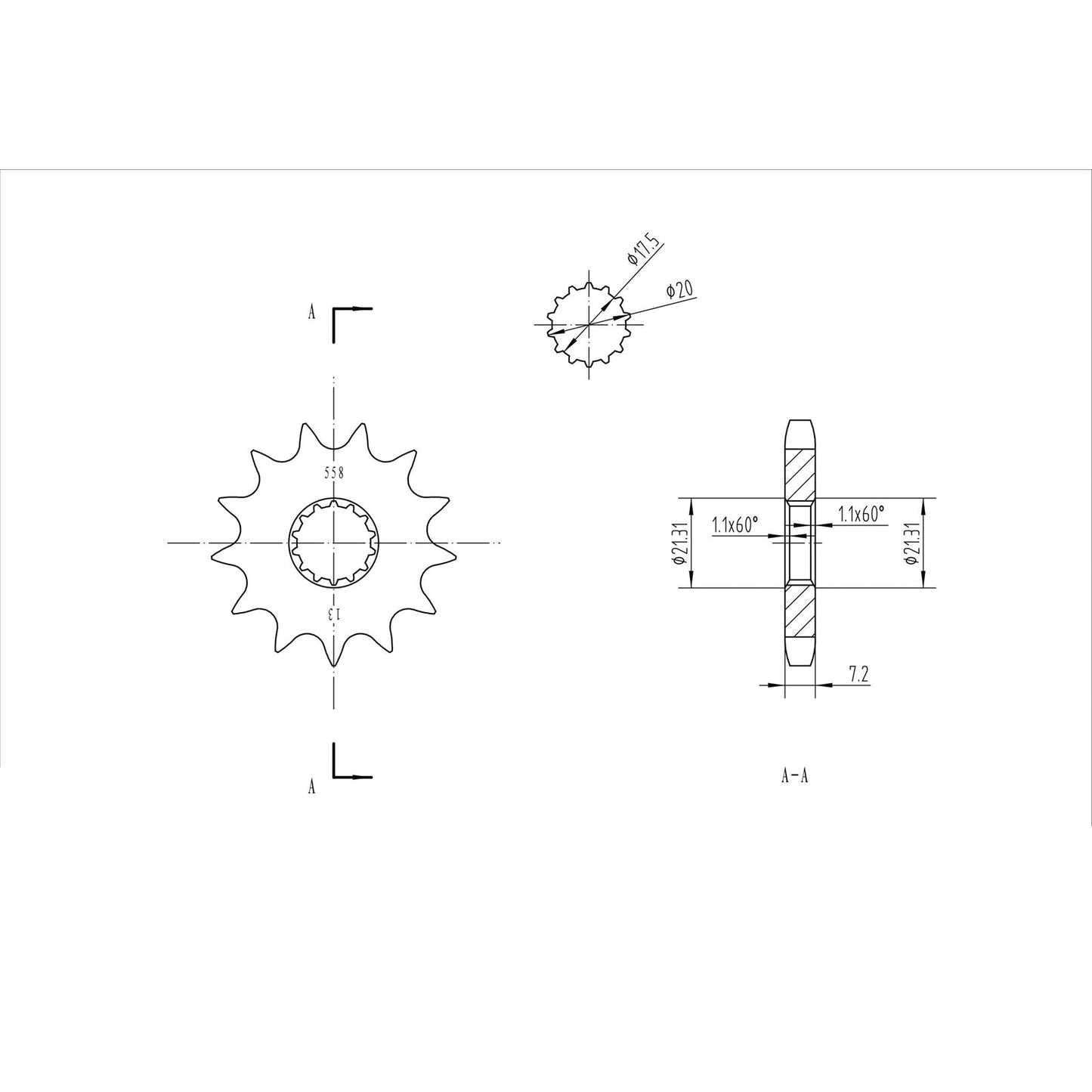 BikeMaster Front Sprocket 428 - 13-Tooth 130 558 13_130490