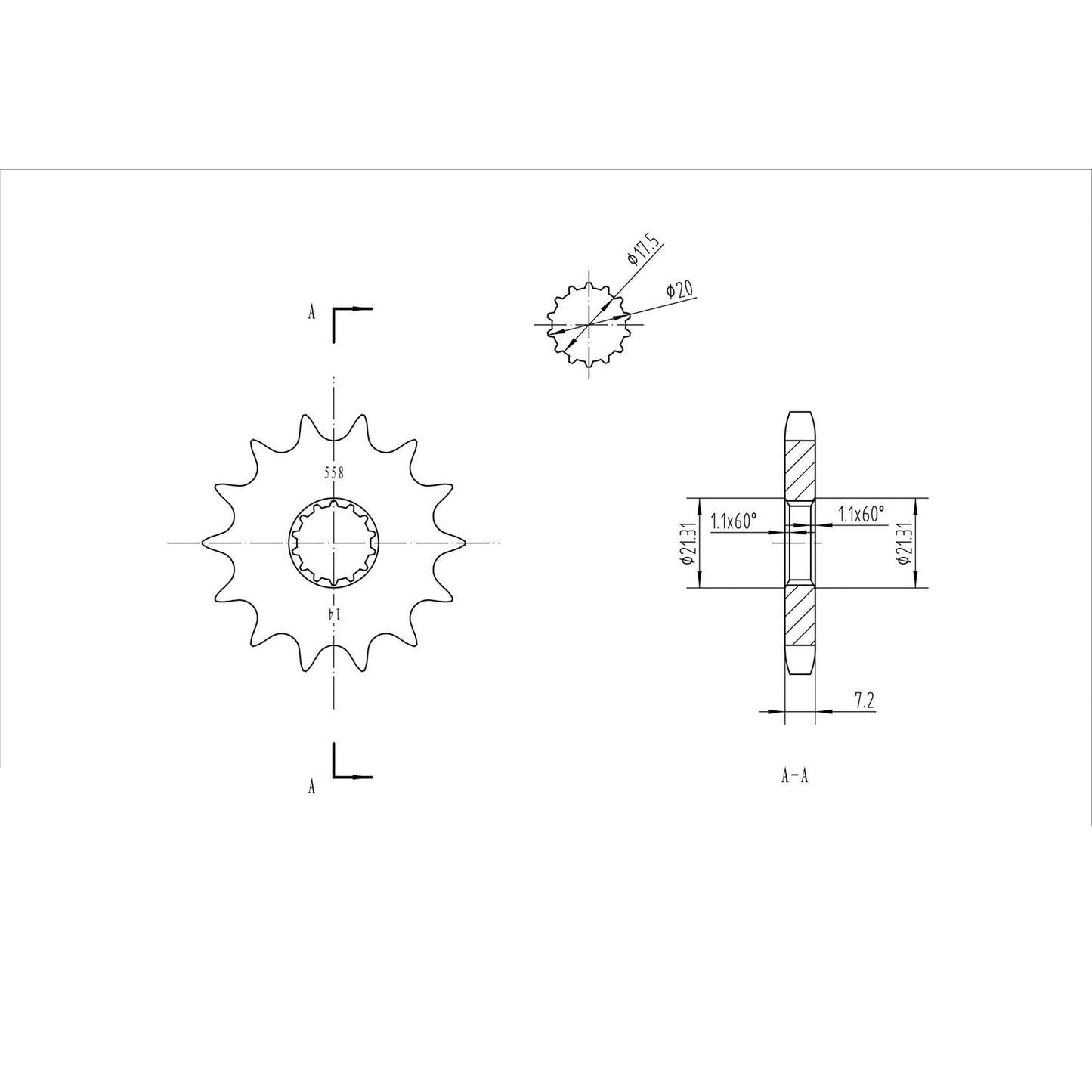 BikeMaster Front Sprocket 428 - 14-Tooth 130 558 14_130492