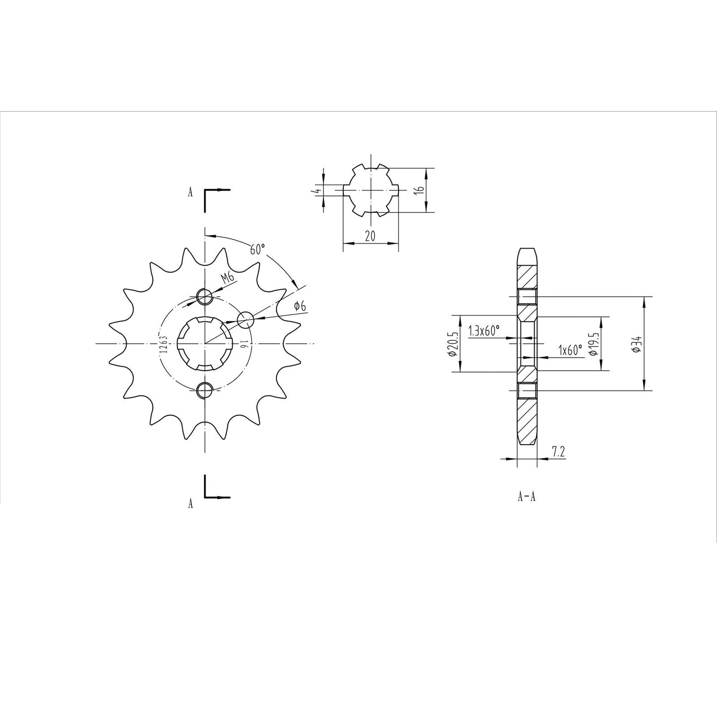 BikeMaster Front Sprocket 428 - 16-Tooth 131 263 16_130500