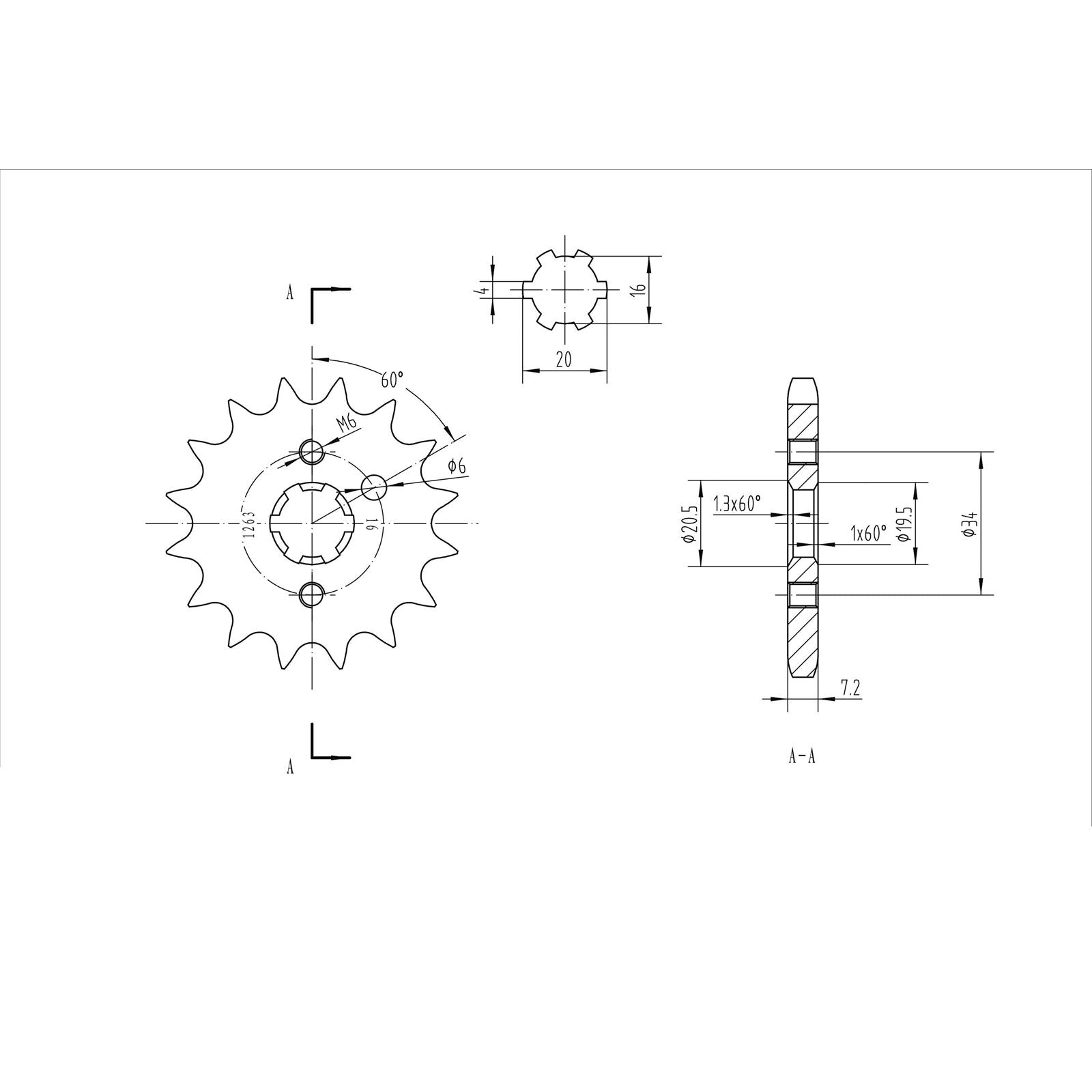 BikeMaster Front Sprocket 428 - 16-Tooth 131 263 16_130500