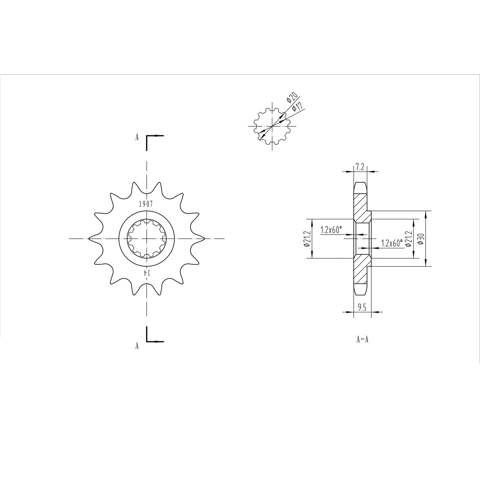 BikeMaster Front Sprocket 428 - 14-Tooth 131 907 14_130508