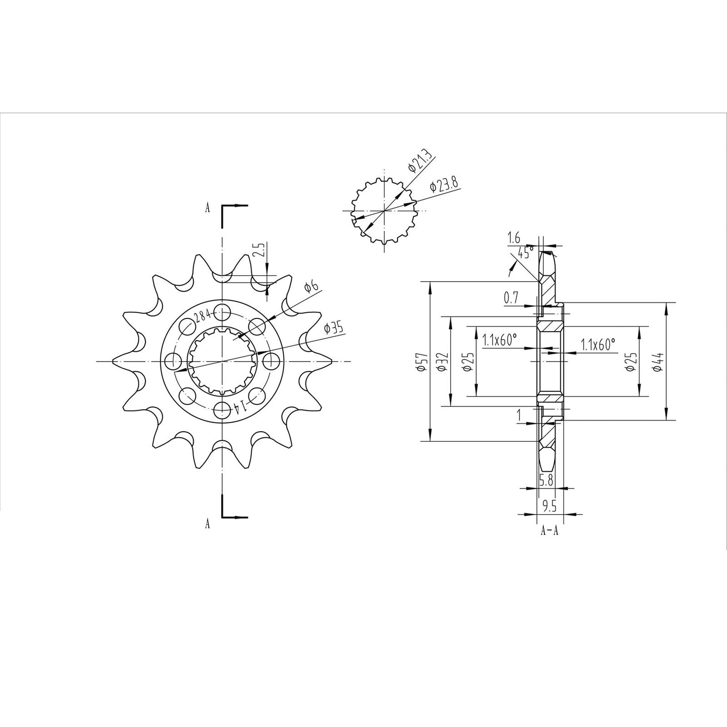 BikeMaster Front Sprocket 520 - 14-Tooth 140 284 14+_130517