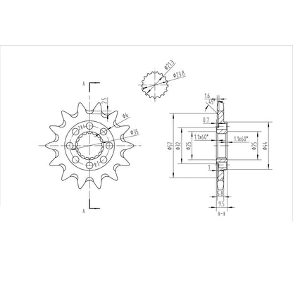 BikeMaster Front Sprocket 520 - 14-Tooth 140 284 14+_130517