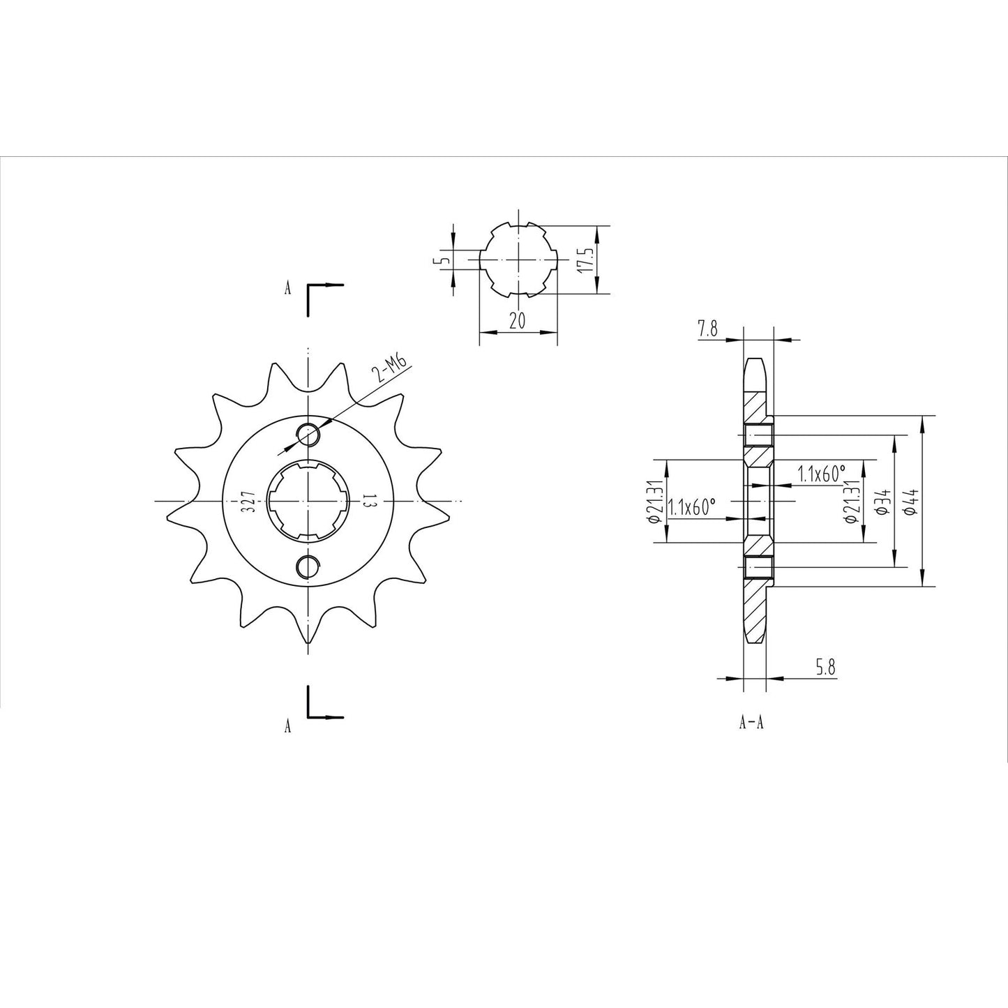BikeMaster Front Sprocket 520 - 13-Tooth 140 327 13_130528