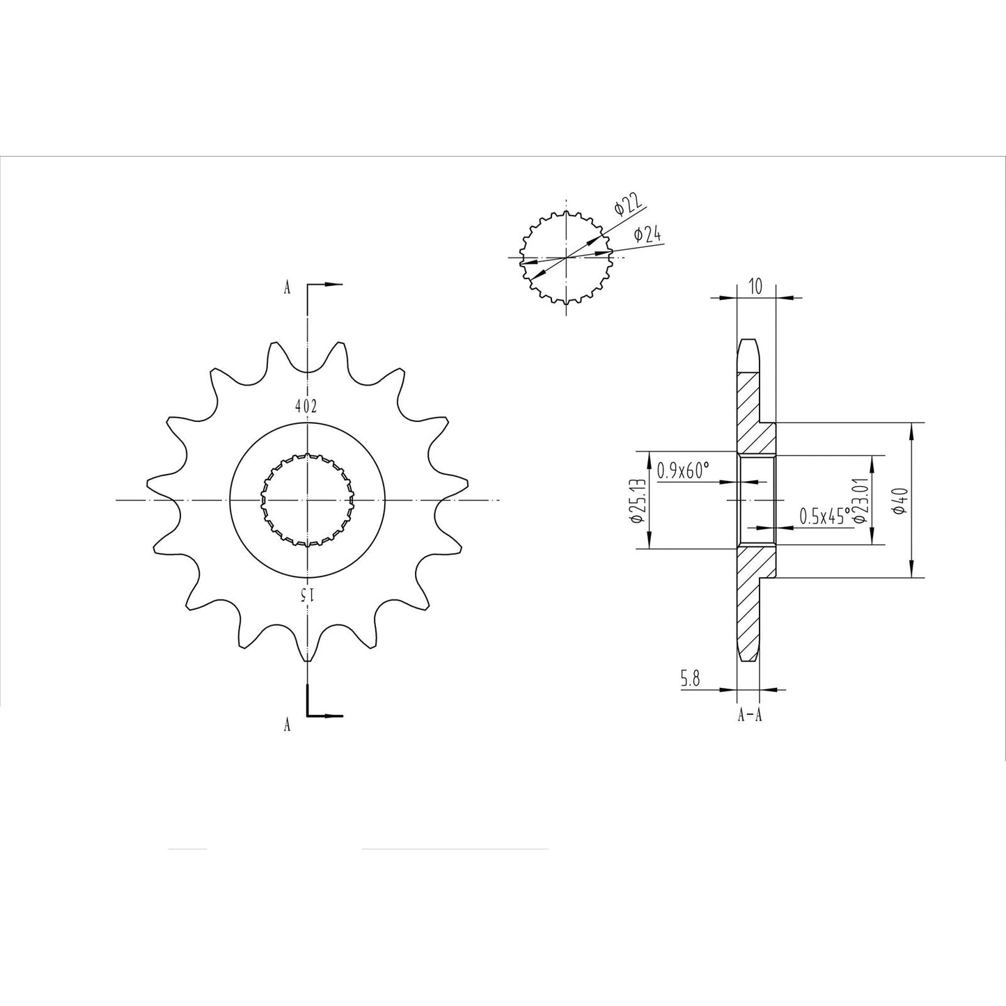 BikeMaster Front Sprocket 520 - 15-Tooth 140 402 15_130536