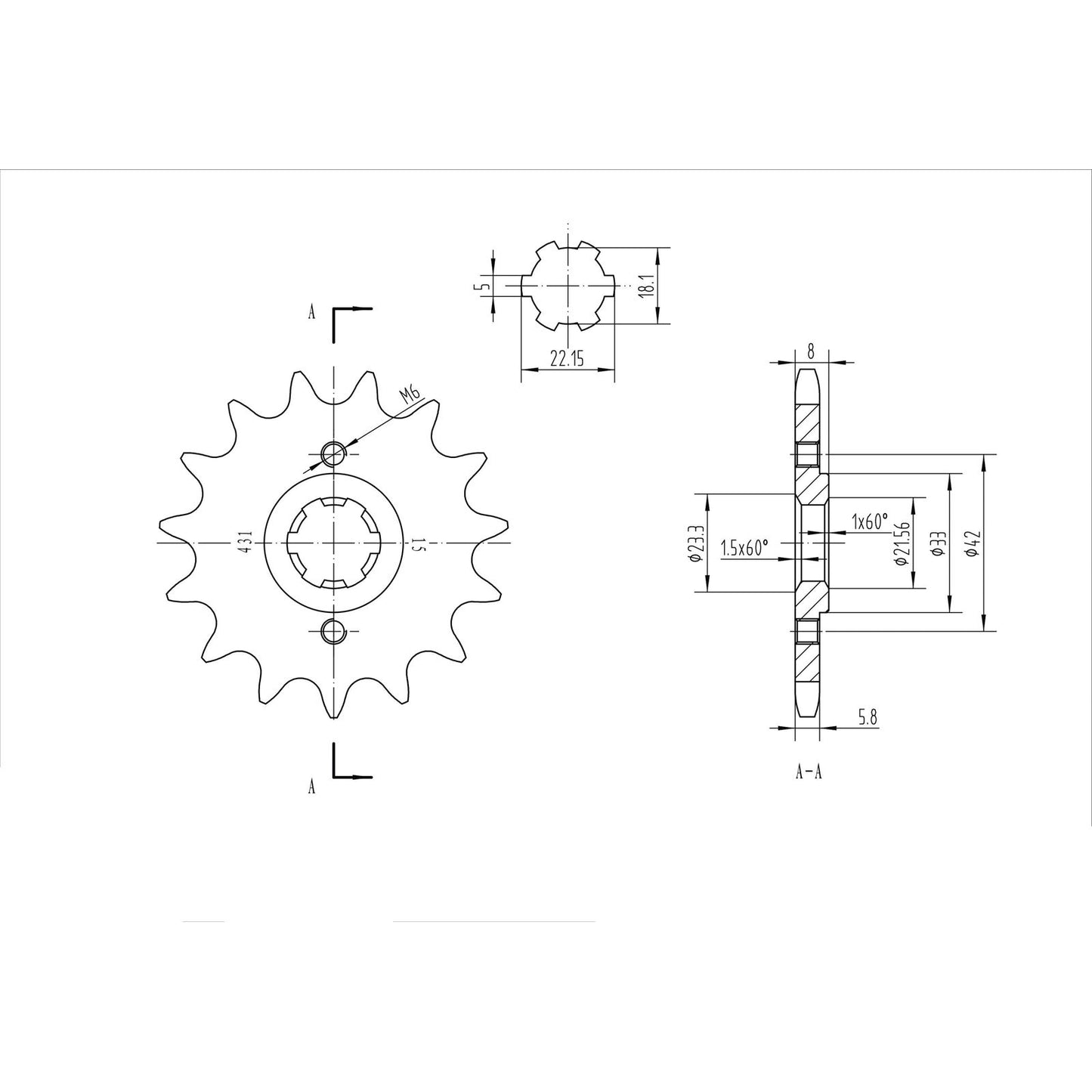 BikeMaster Front Sprocket 520 - 15-Tooth 140 431 15_130549