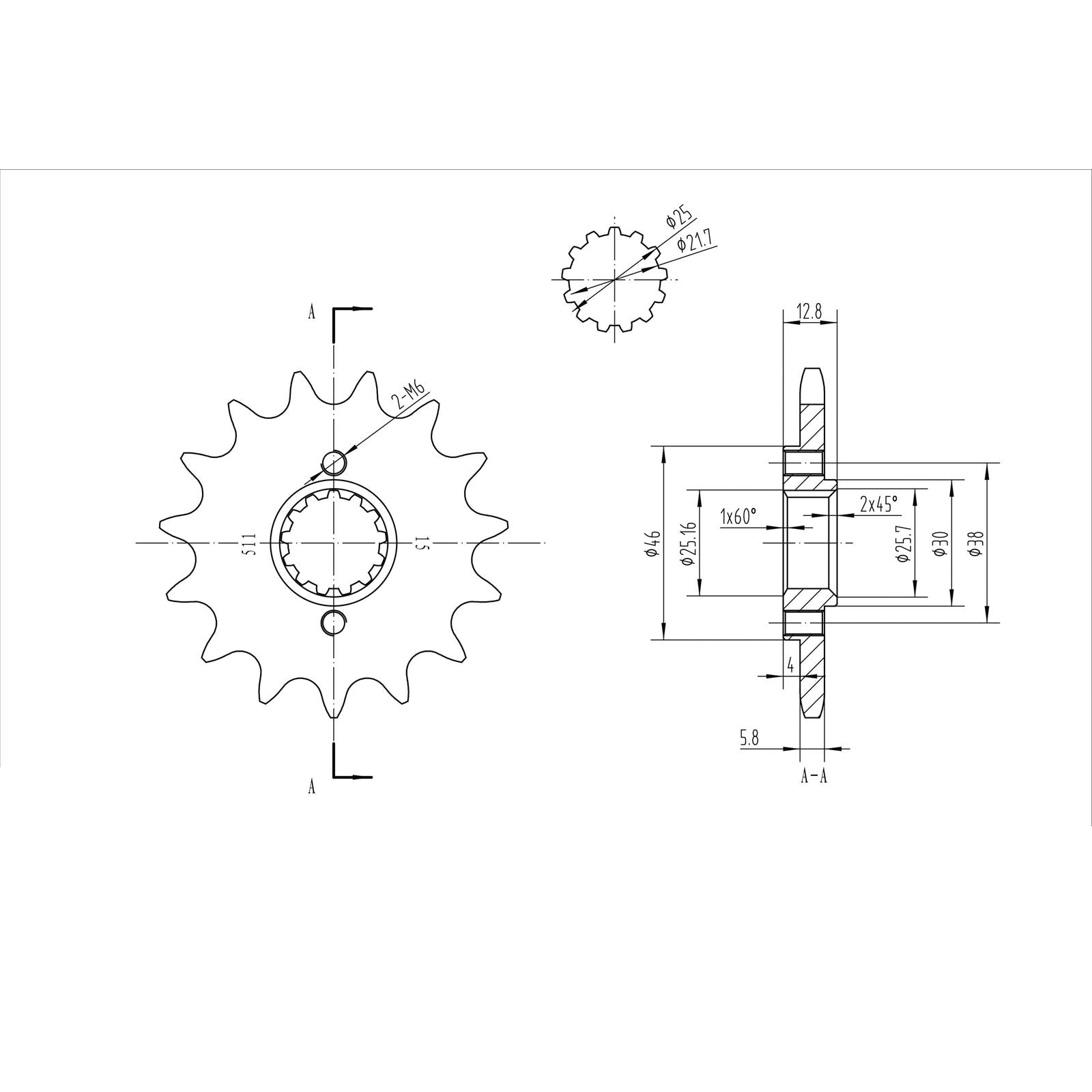 BikeMaster Front Sprocket 520 - 15-Tooth 140 511 15_130564