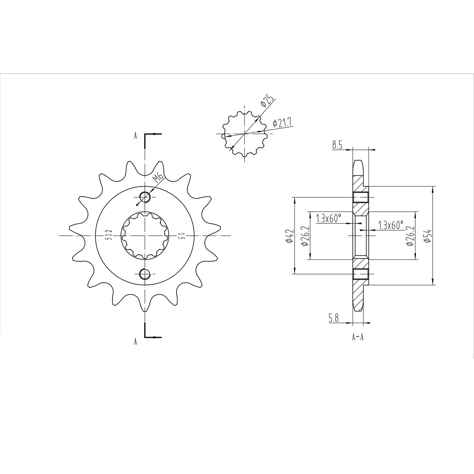BikeMaster Front Sprocket 520 - 15-Tooth 140 512 15_130565