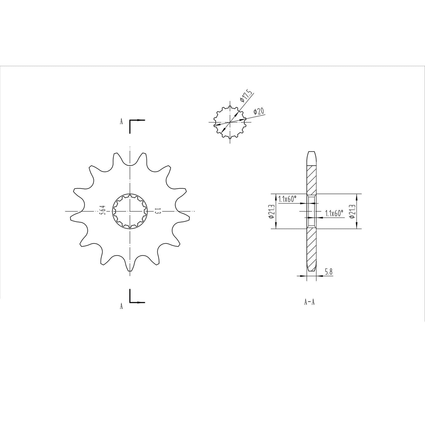 BikeMaster Front Sprocket 520 - 13-Tooth 140 564 13_130571