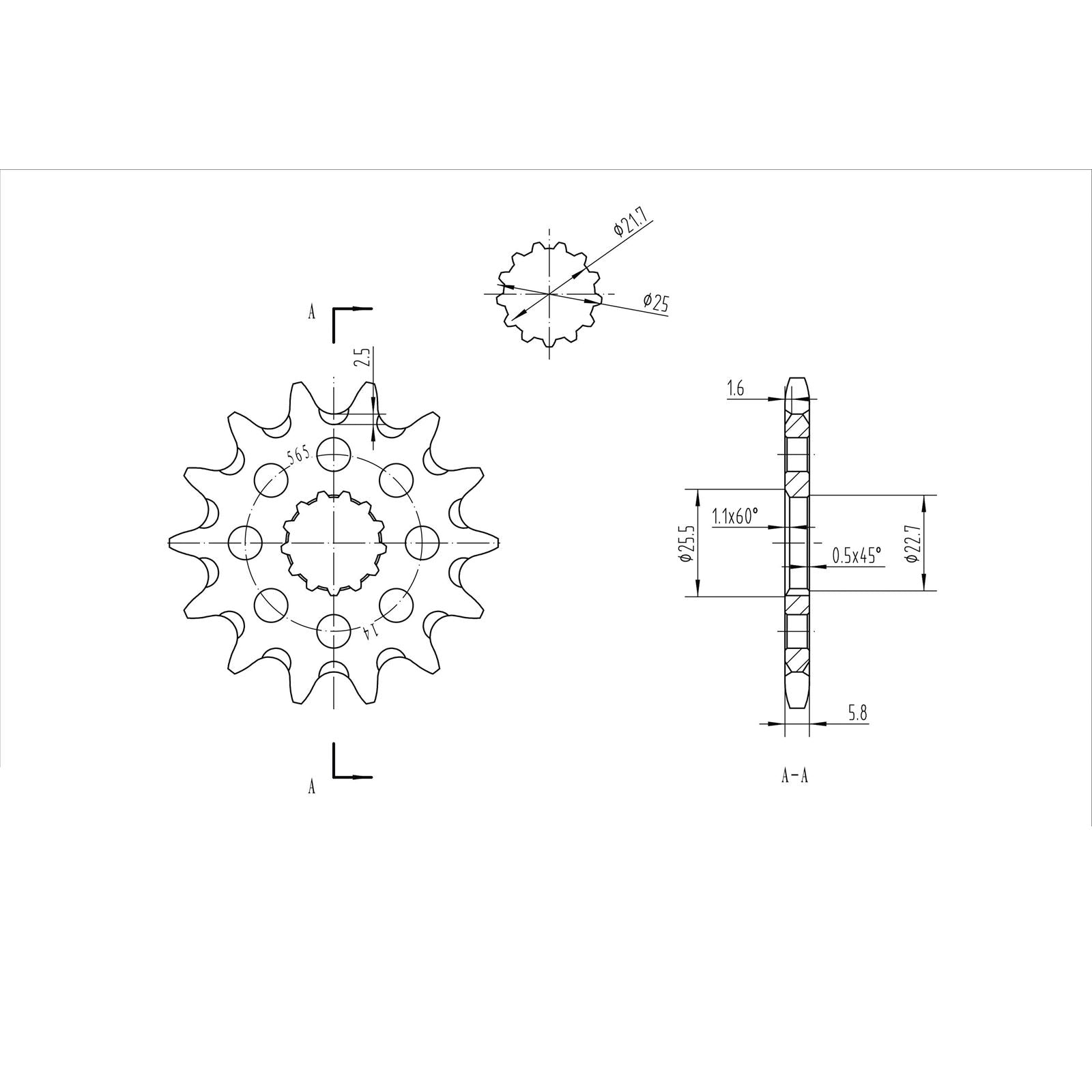 BikeMaster Front Sprocket 520 - 14-Tooth 140 565 14+_130575