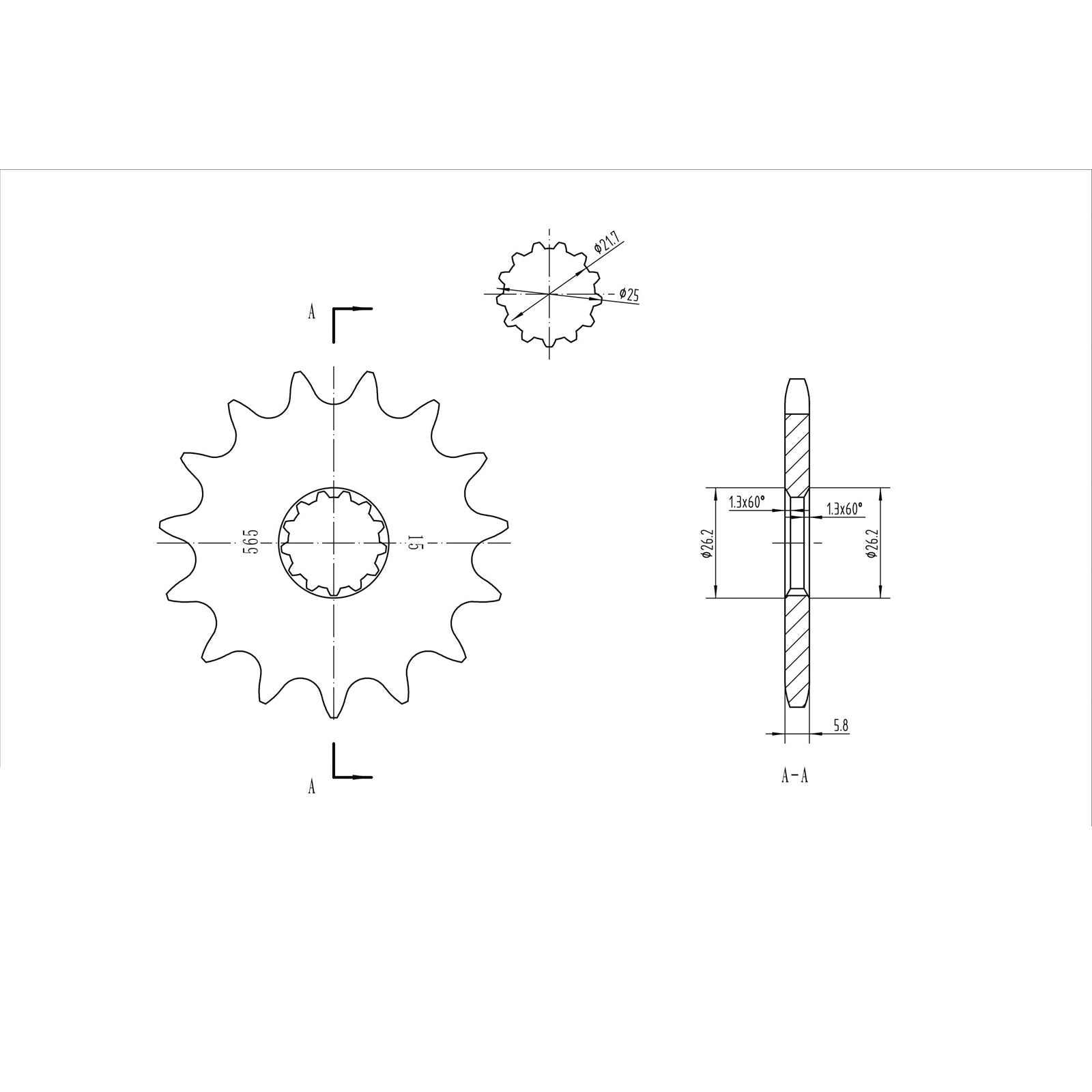 BikeMaster Front Sprocket 520 - 15-Tooth 140 565 15_130576