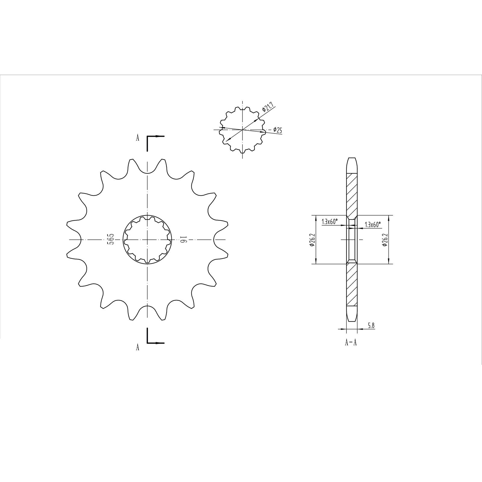 BikeMaster Front Sprocket 520 - 16-Tooth 140 565 16_130577