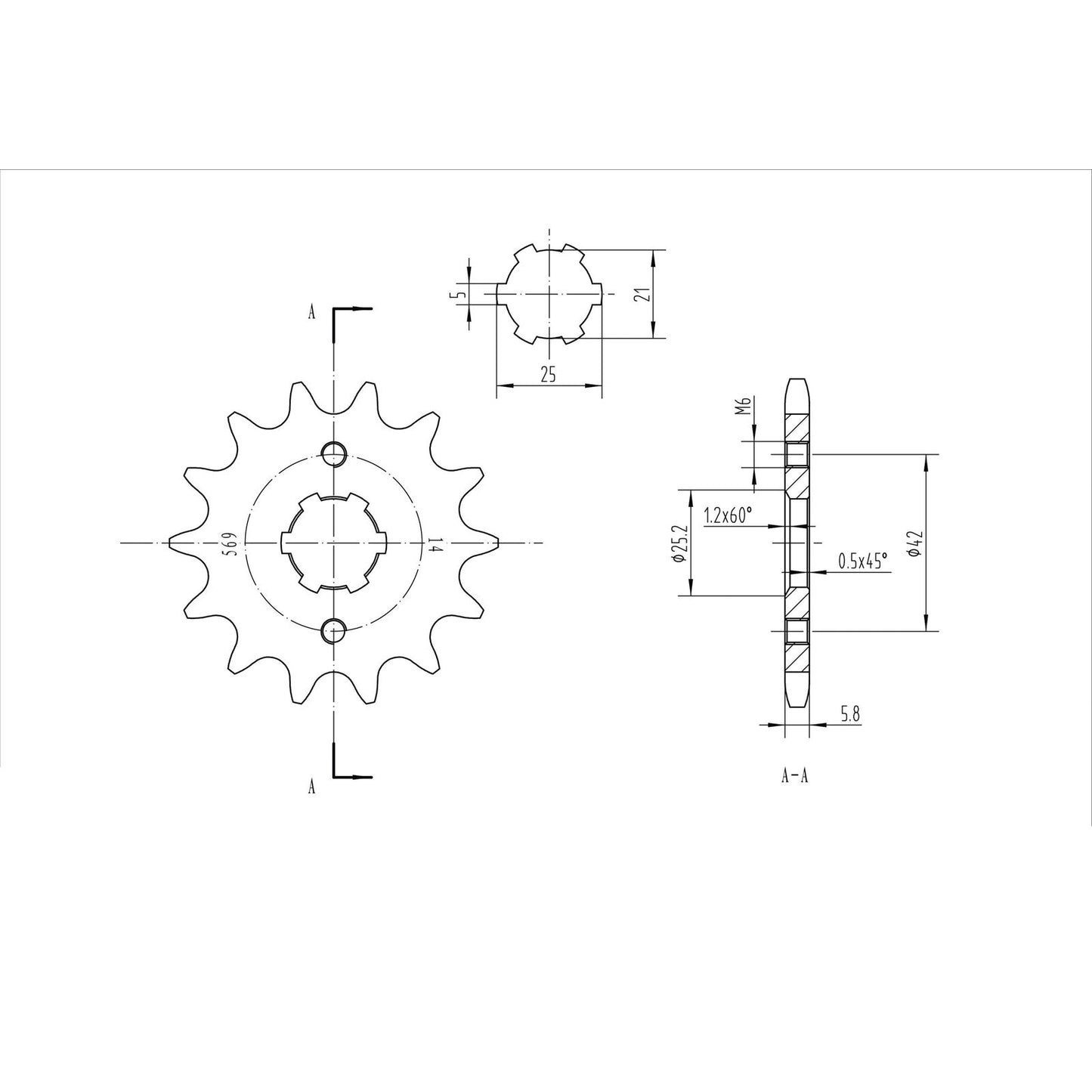 BikeMaster Front Sprocket 520 - 14-Tooth 140 569 14_130581