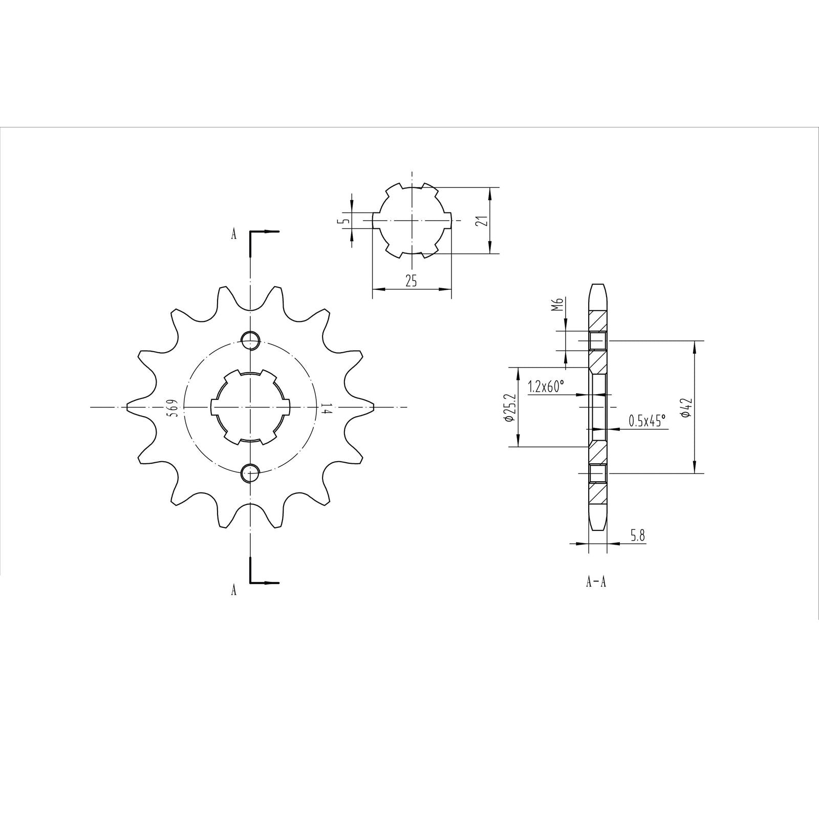 BikeMaster Front Sprocket 520 - 14-Tooth 140 569 14_130581