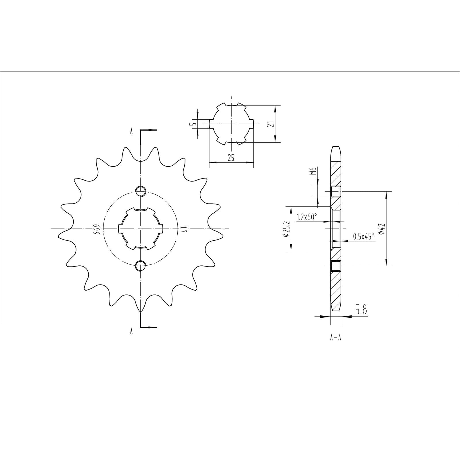 BikeMaster Front Sprocket 520 - 17-Tooth 140 569 17_130585