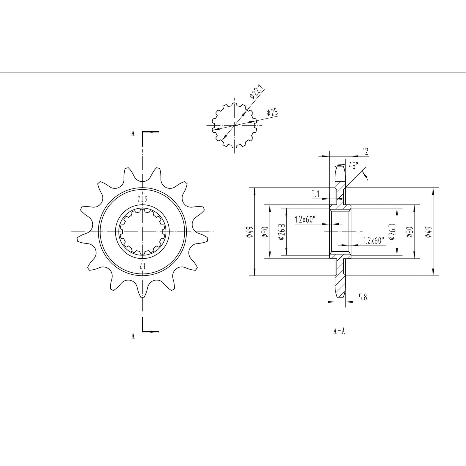 BikeMaster Front Sprocket 520 - 13-Tooth 140 715 13_130596