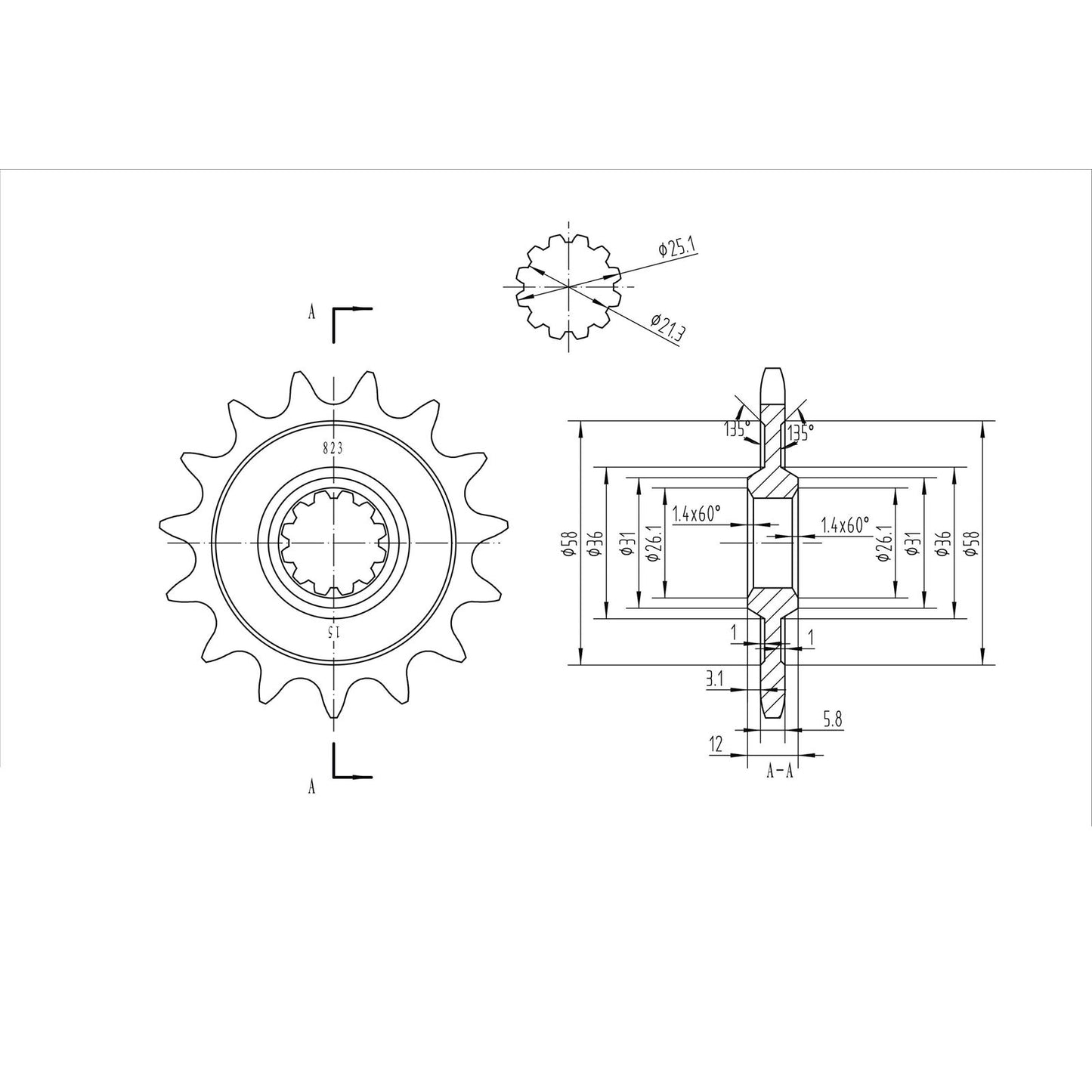 BikeMaster Front Sprocket 520 - 15-Tooth 140 823 15_130605