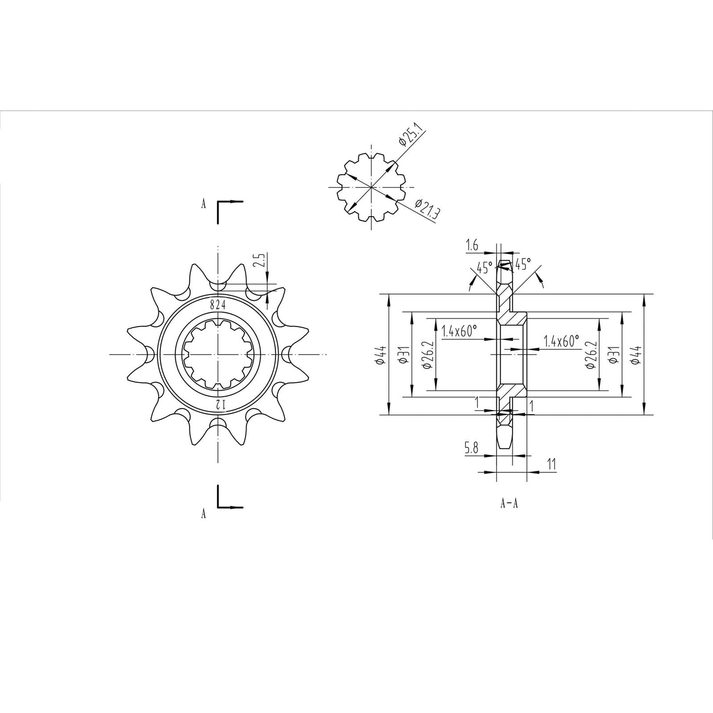 BikeMaster Front Sprocket 520 - 12-Tooth 140 824 12+_130606