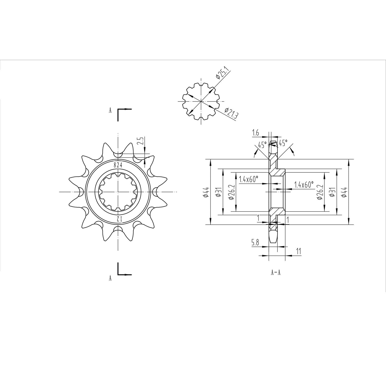 BikeMaster Front Sprocket 520 - 12-Tooth 140 824 12+_130606