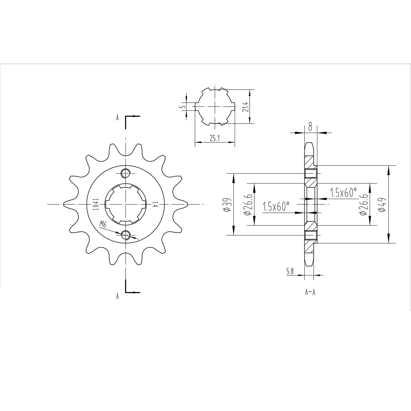 BikeMaster Front Sprocket 520 - 14-Tooth 141 041 14_130610