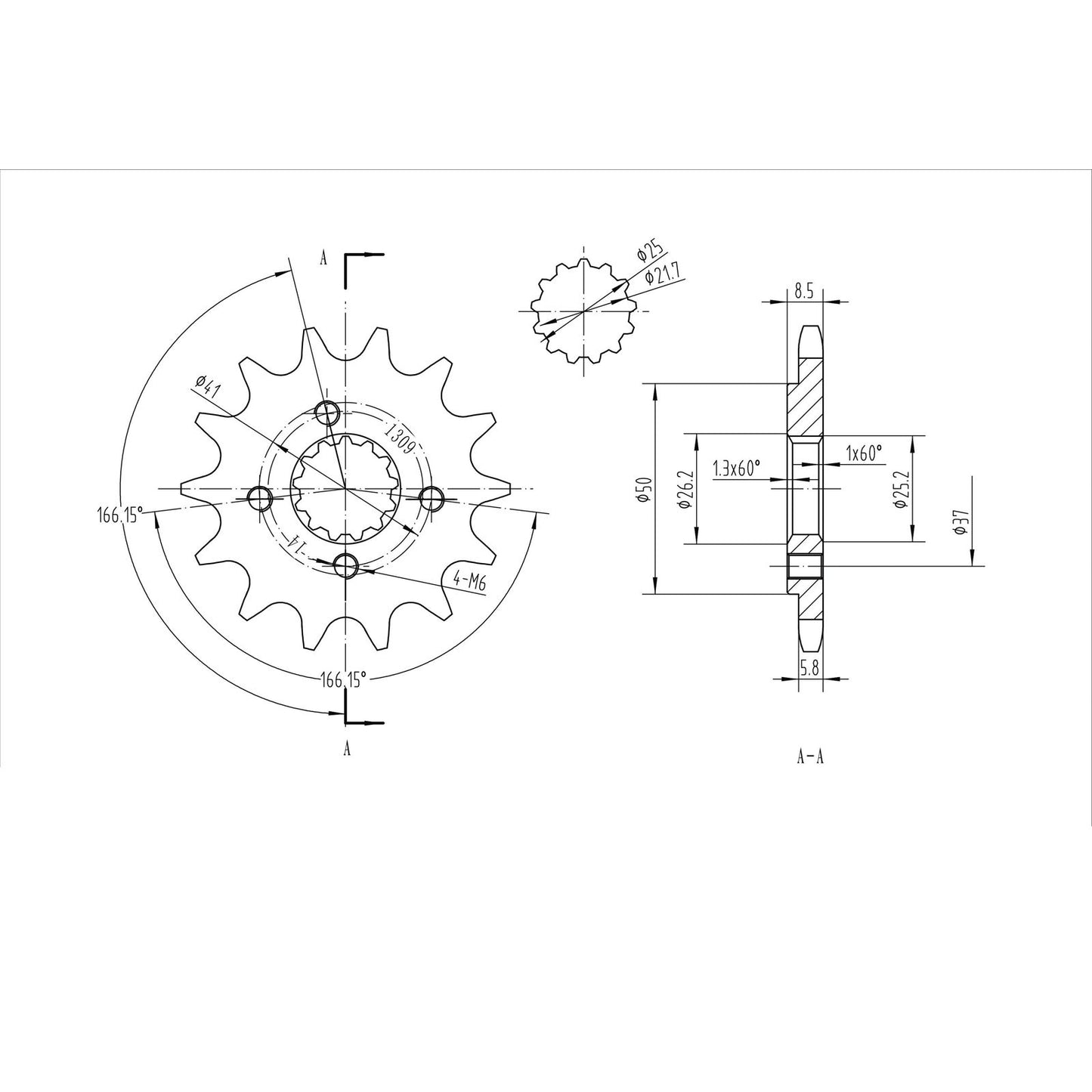 BikeMaster Front Sprocket 520 - 14-Tooth 141 309 14_130625