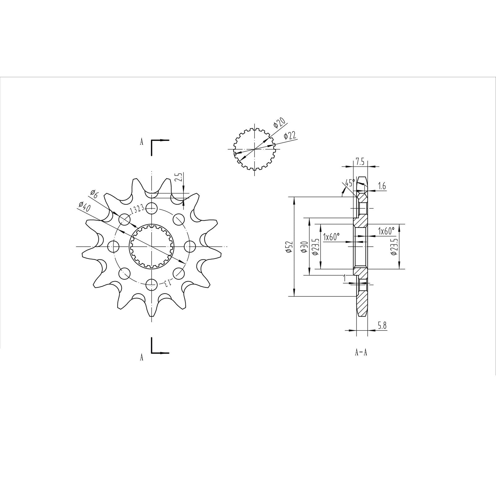 BikeMaster Front Sprocket 520 - 13-Tooth 141 323 13+_130635
