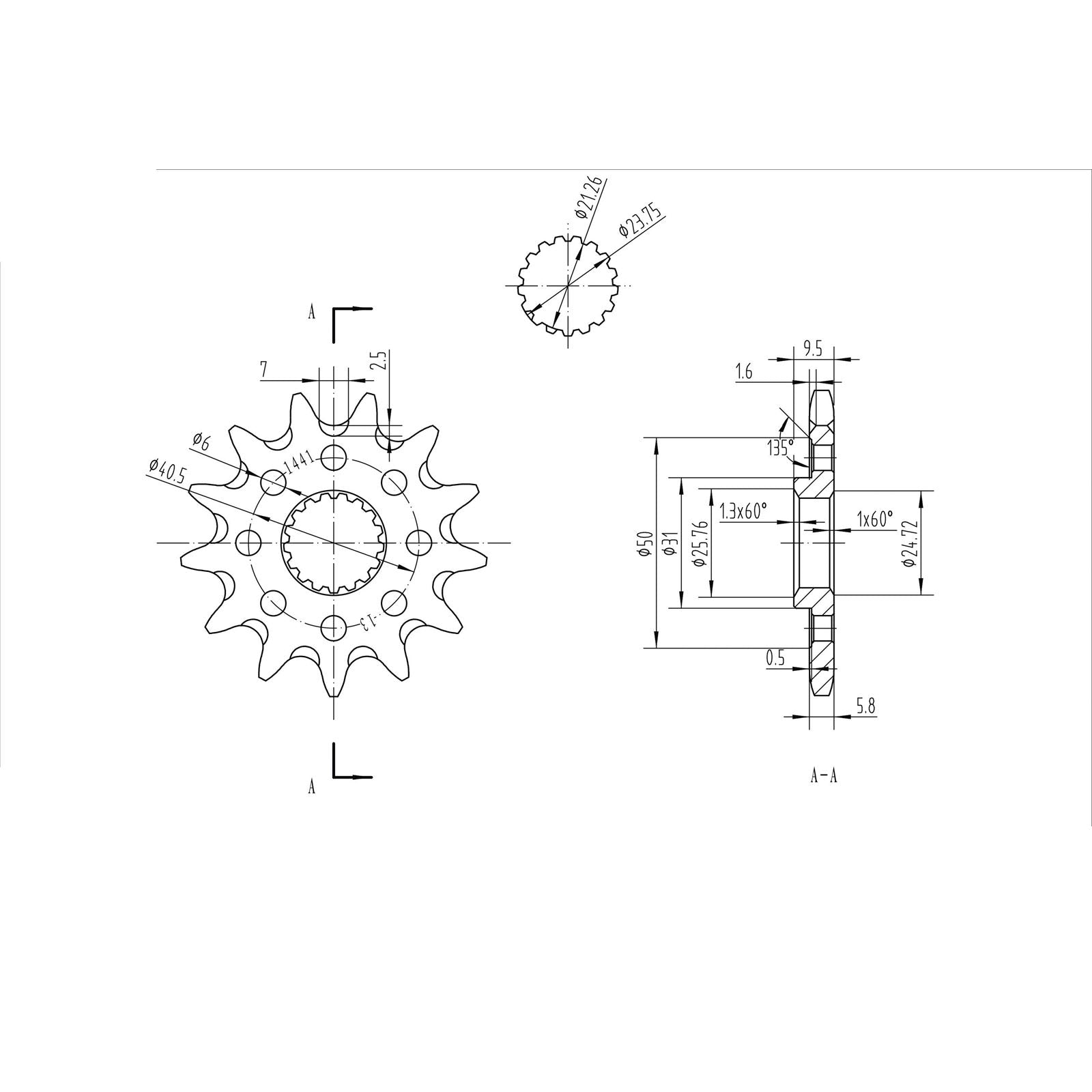 BikeMaster Front Sprocket 520 - 13-Tooth 141 441 13+_130647