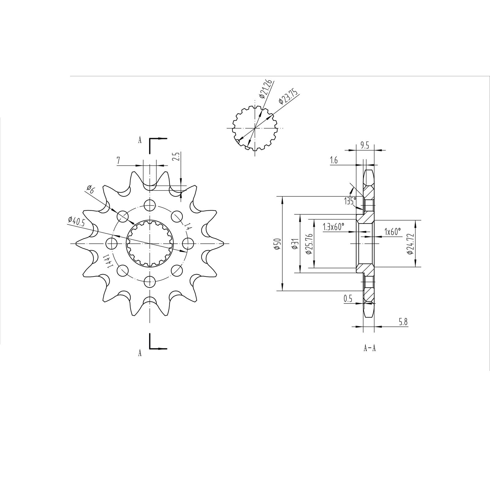 BikeMaster Front Sprocket 520 - 14-Tooth 141 441 14+_130649