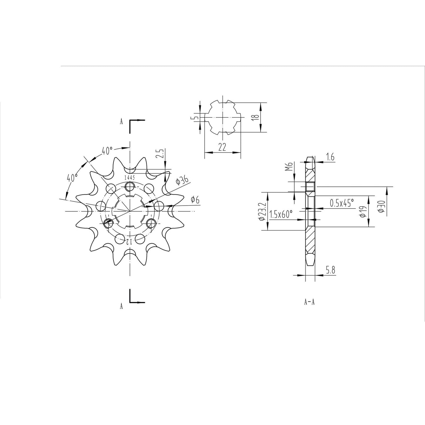 BikeMaster Front Sprocket 520 - 12-Tooth 141 445 12+_130651