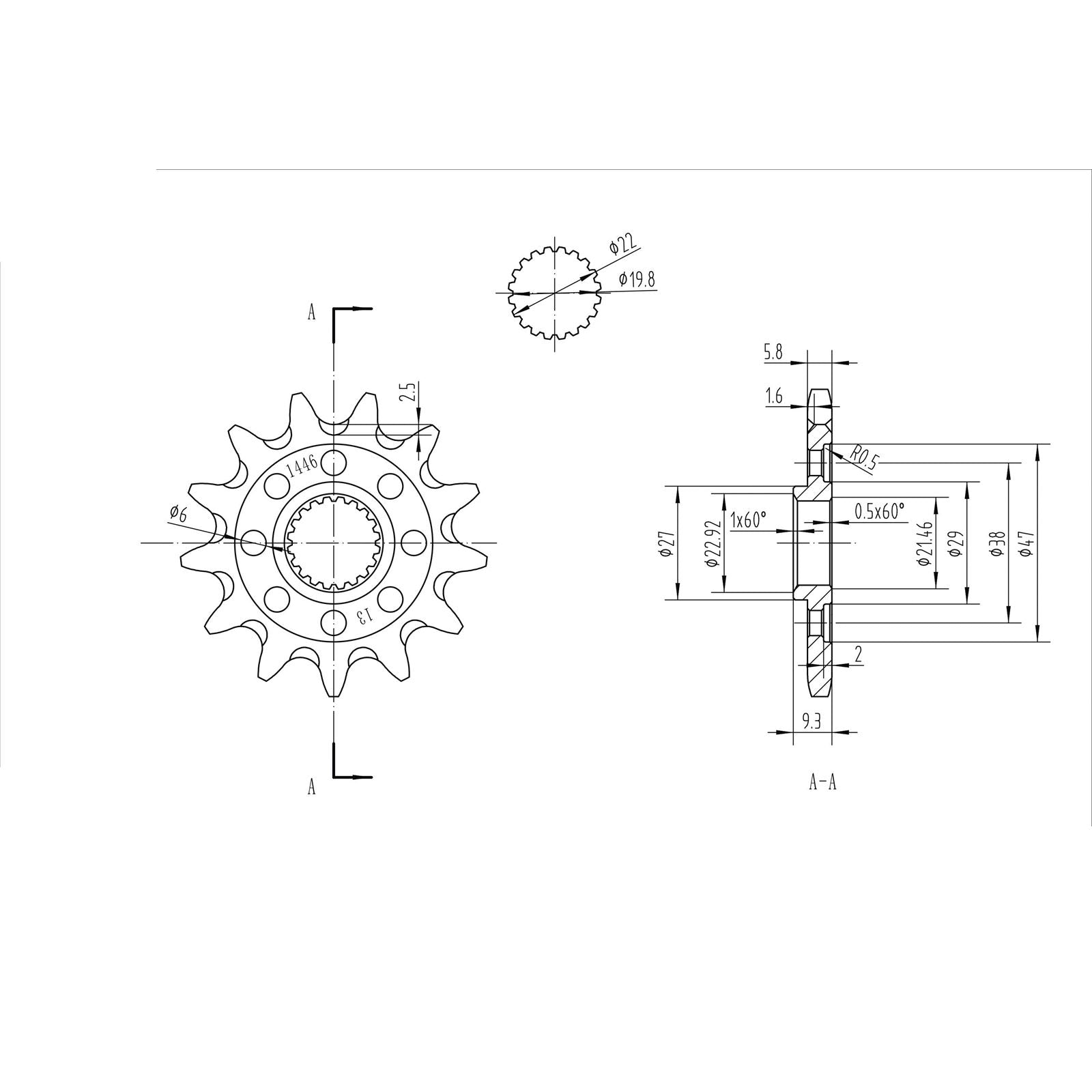 BikeMaster Front Sprocket 520 - 13-Tooth 141 446 13+_130653