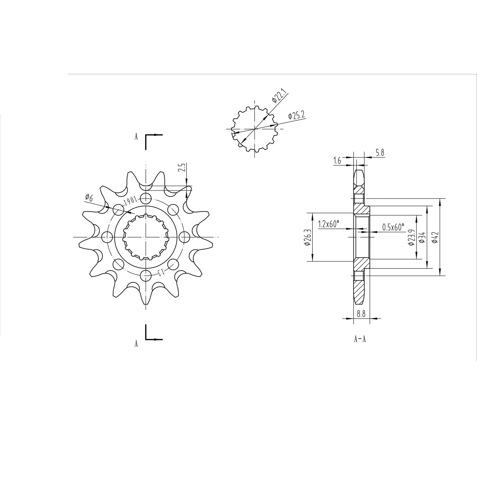 BikeMaster Front Sprocket 520 - 13-Tooth 141 901 13+_130673