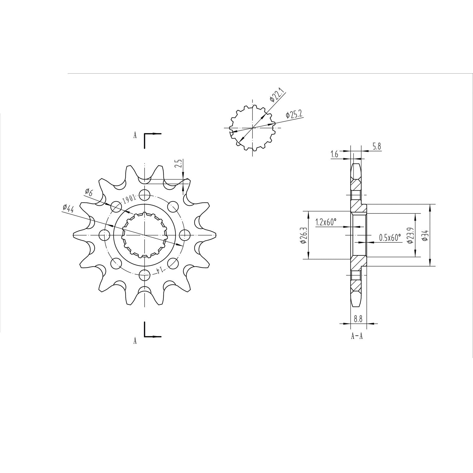 BikeMaster Front Sprocket 520 - 14-Tooth 141 901 14+_130674
