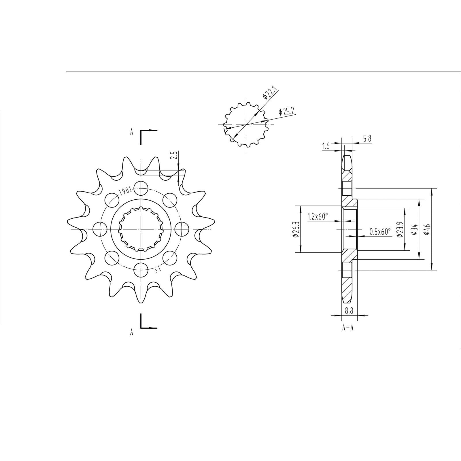 BikeMaster Front Sprocket 520 - 15-Tooth 141 901 15+_130676