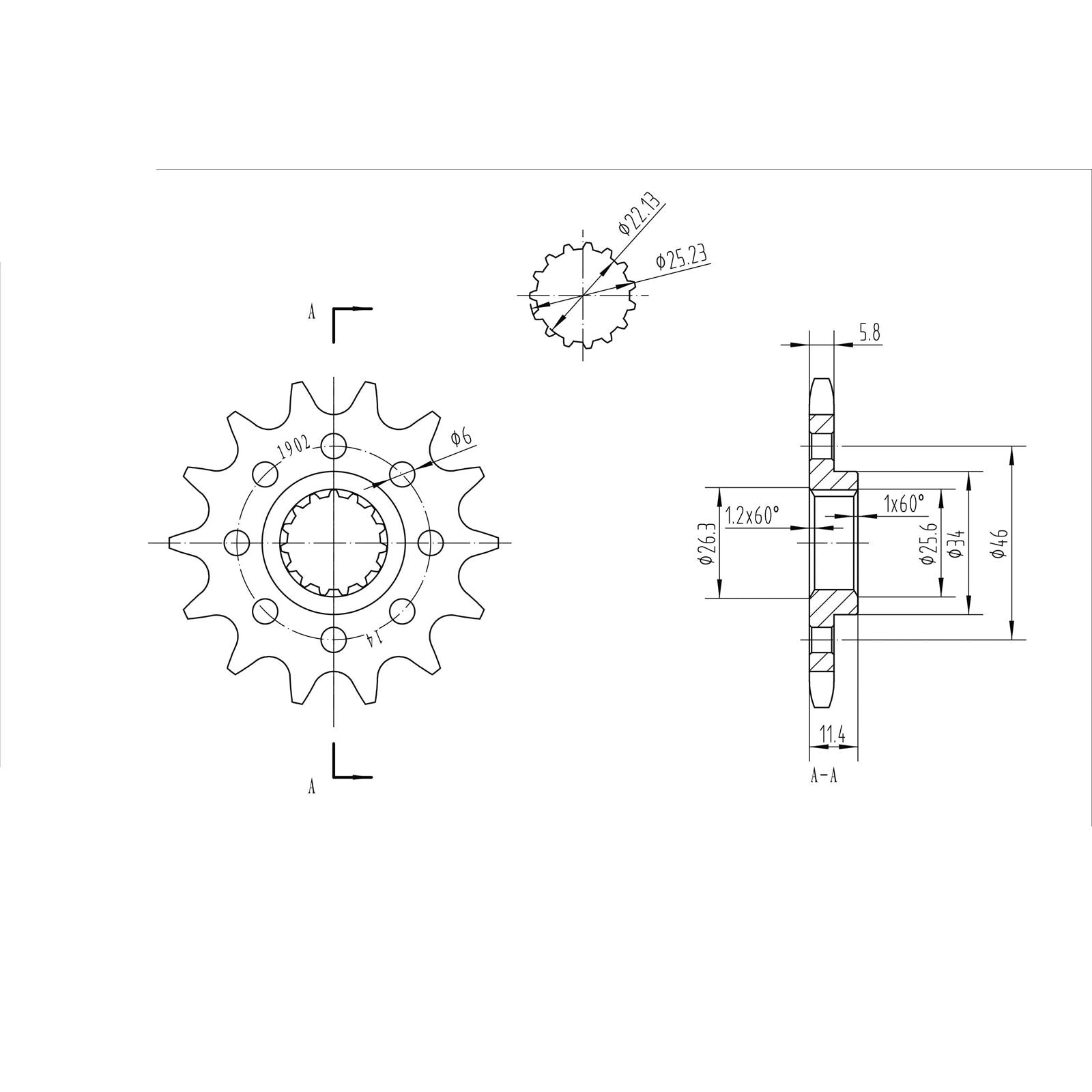 BikeMaster Front Sprocket 520 - 14-Tooth 141 902 14_130677