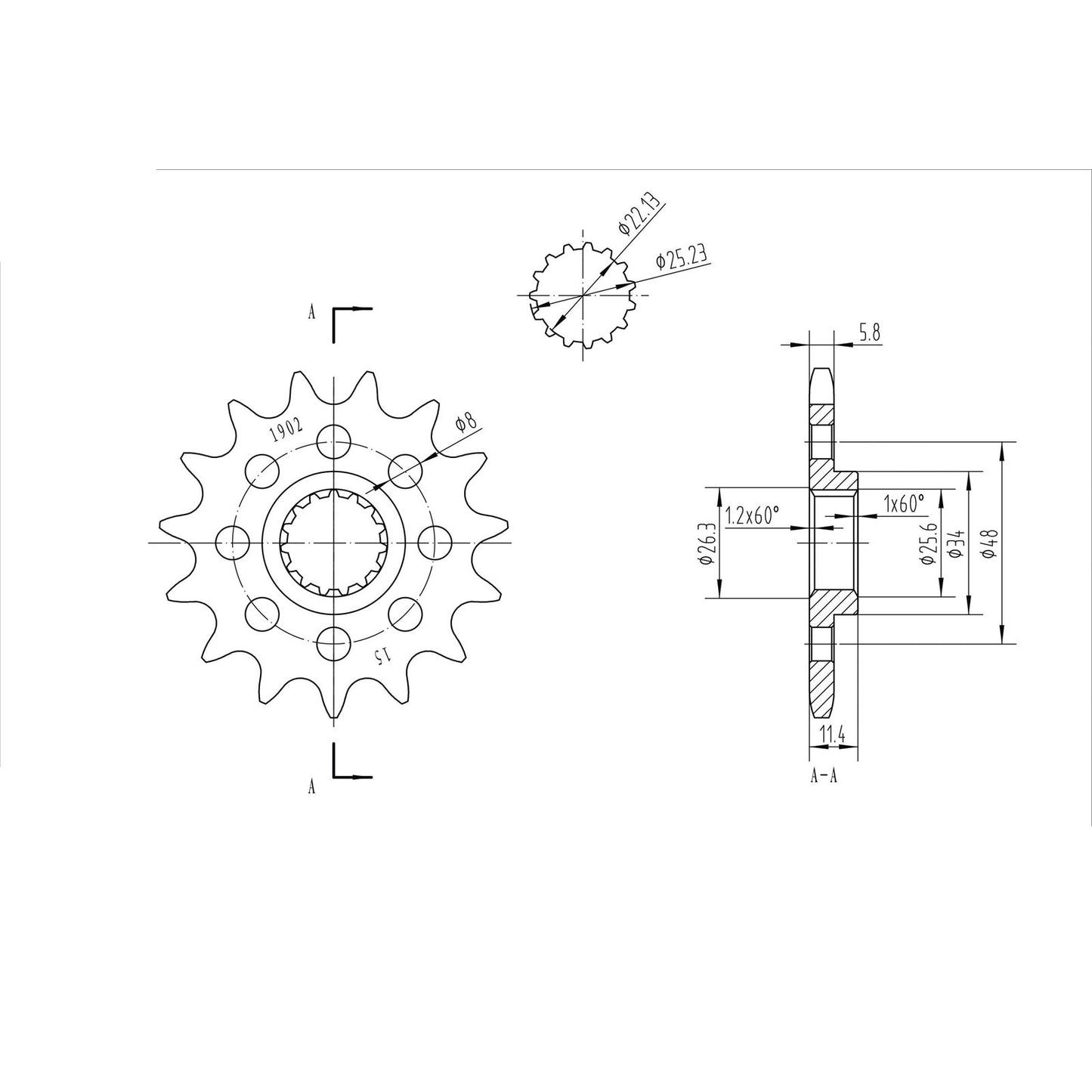 BikeMaster Front Sprocket 520 - 15-Tooth 141 902 15_130678