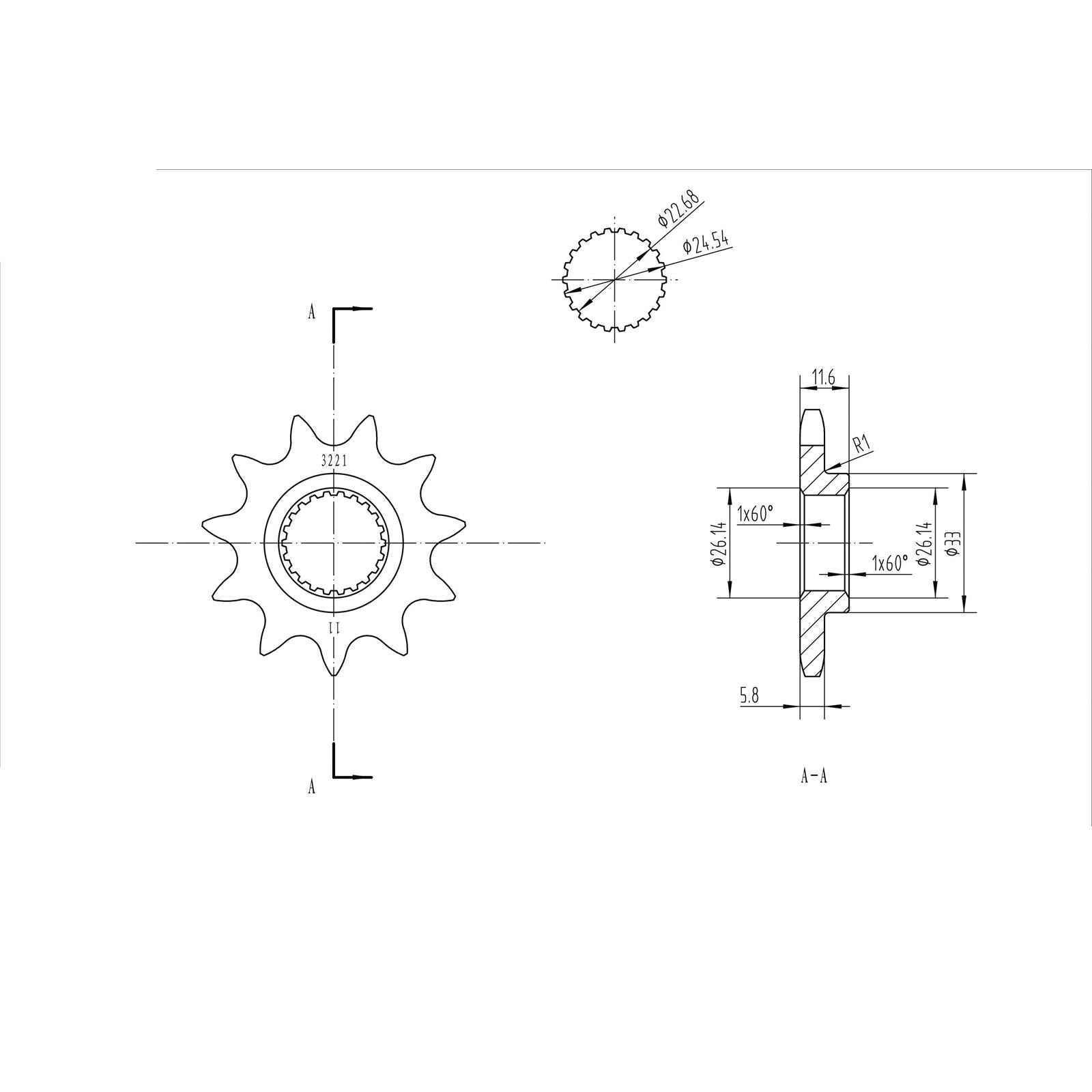 BikeMaster Front Sprocket 520 - 11-Tooth 143 221 11_130682