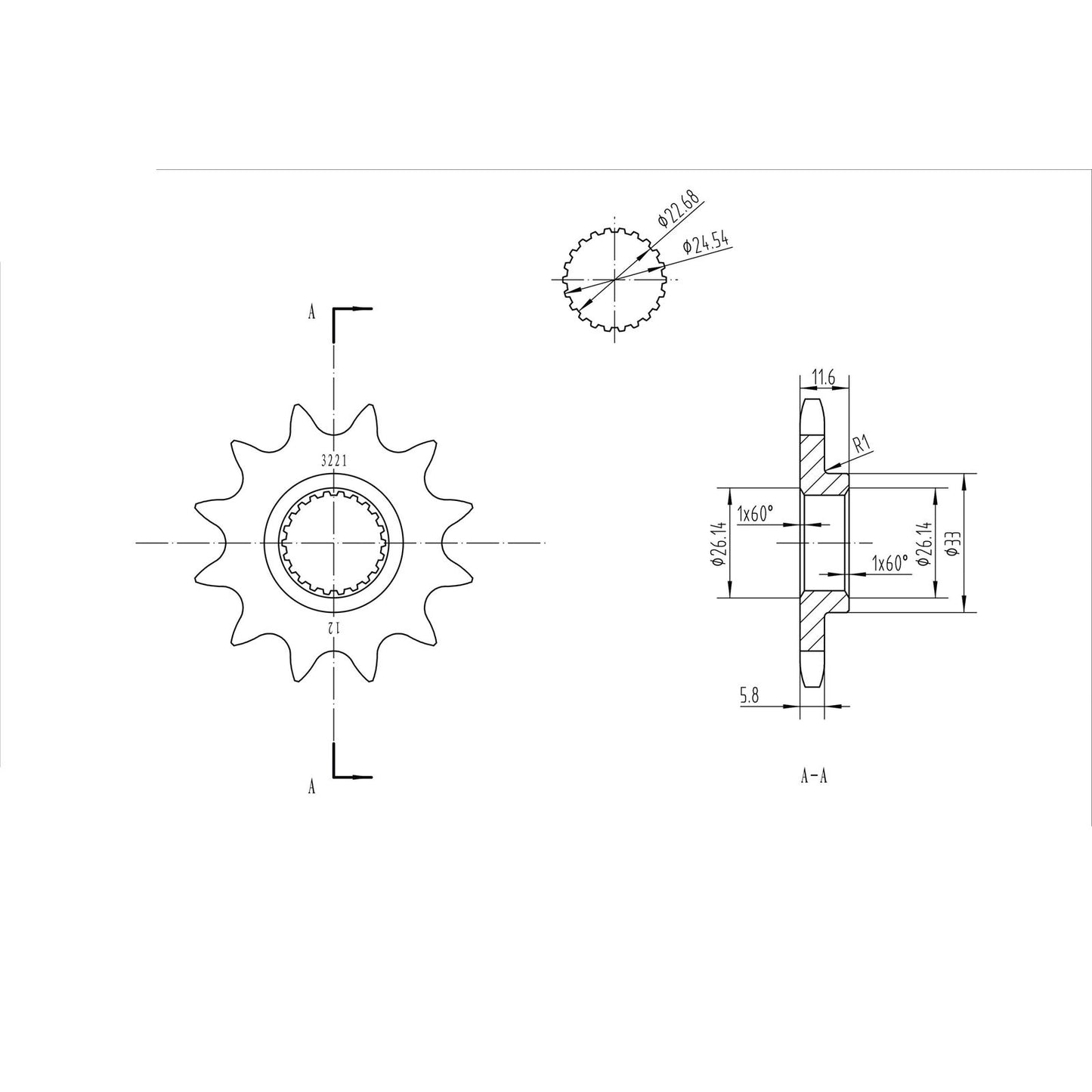 BikeMaster Front Sprocket 520 - 12-Tooth 143 221 12_130683