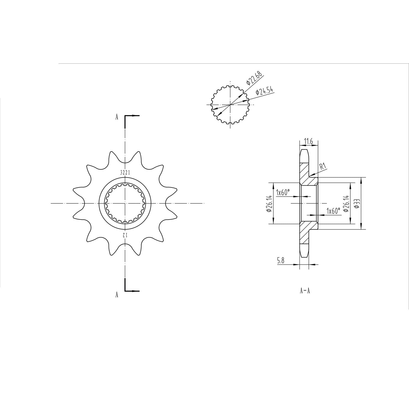 BikeMaster Front Sprocket 520 - 12-Tooth 143 221 12_130683