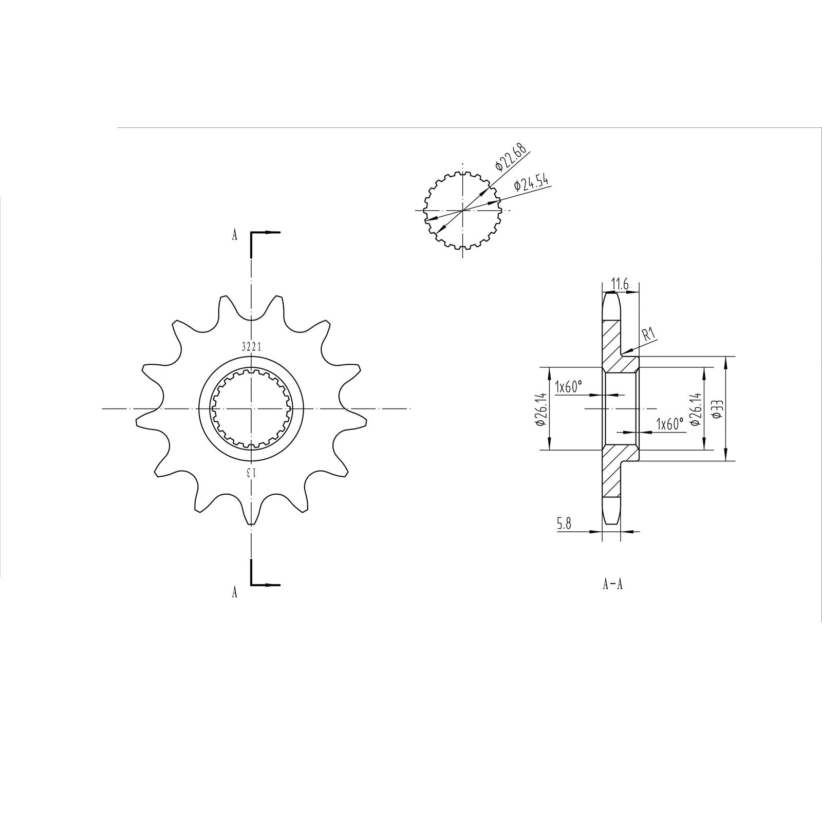 BikeMaster Front Sprocket 520 - 13-Tooth 143 221 13_130684