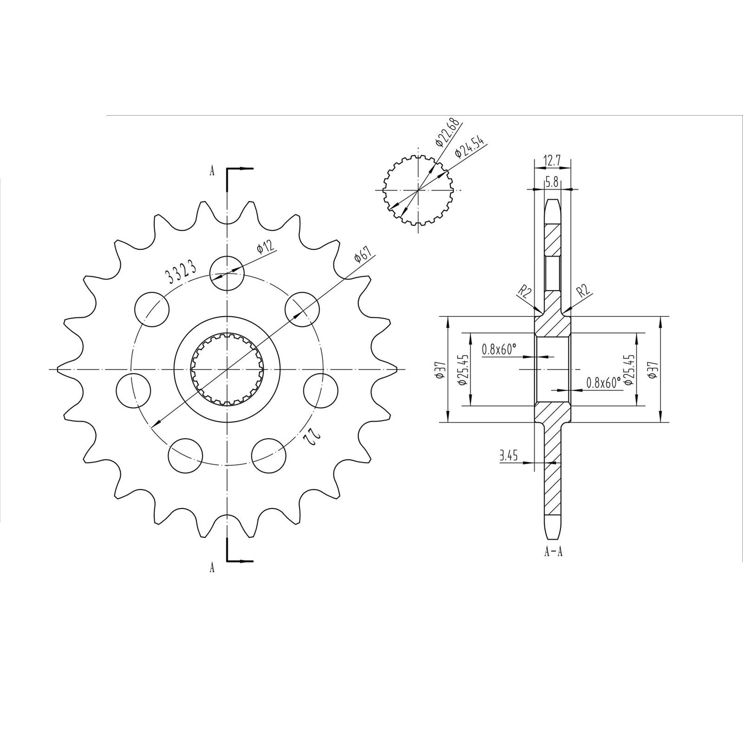 BikeMaster Front Sprocket 520 - 22-Tooth 143 323 22_130685