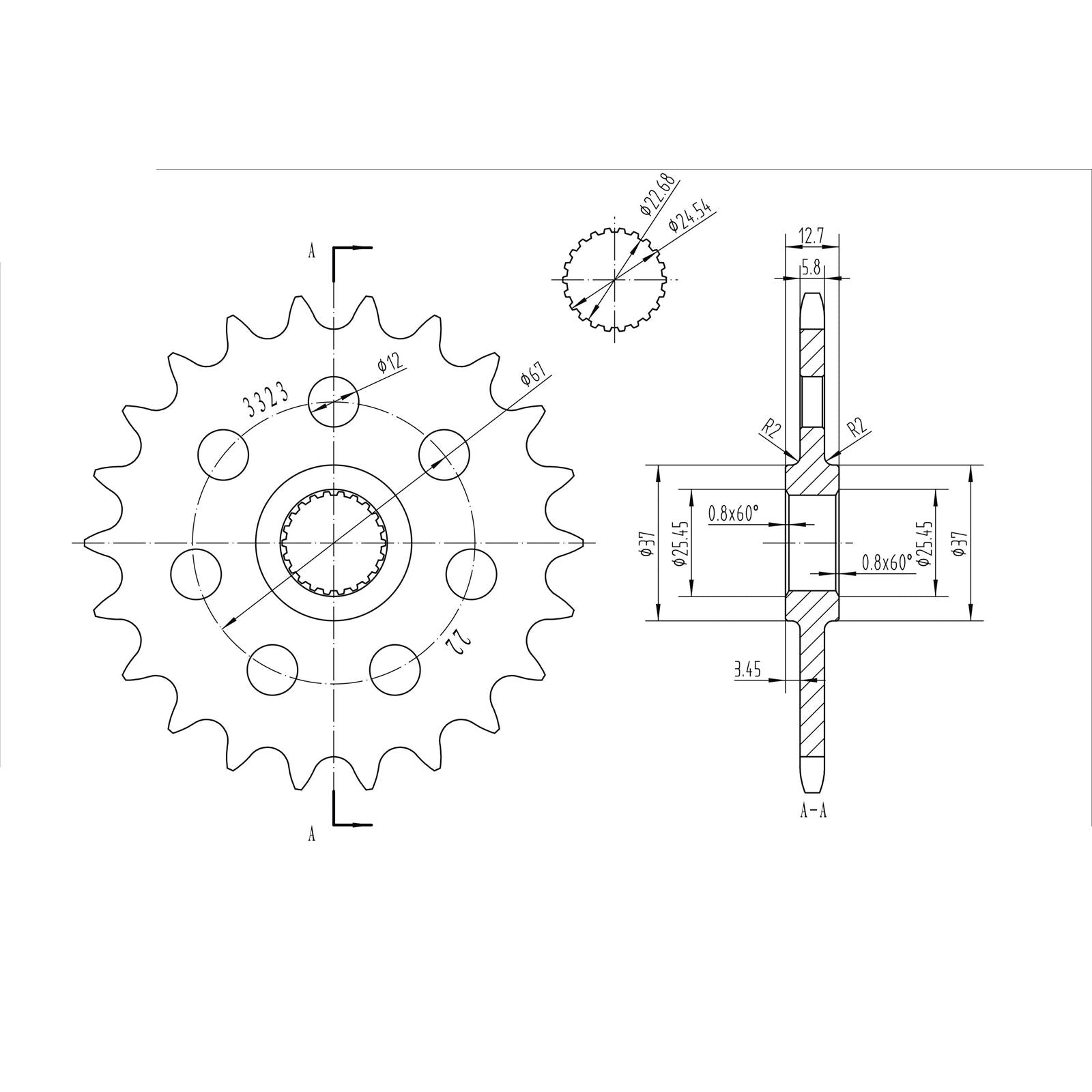 BikeMaster Front Sprocket 520 - 22-Tooth 143 323 22_130685