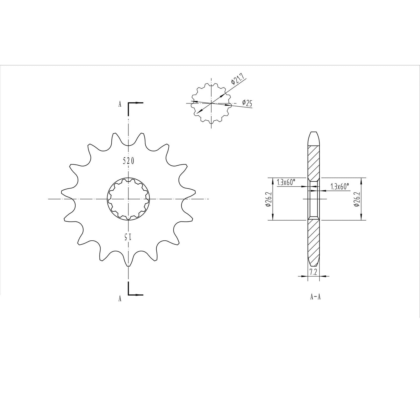 BikeMaster Front Sprocket 525 - 15-Tooth 150 520 15_130694