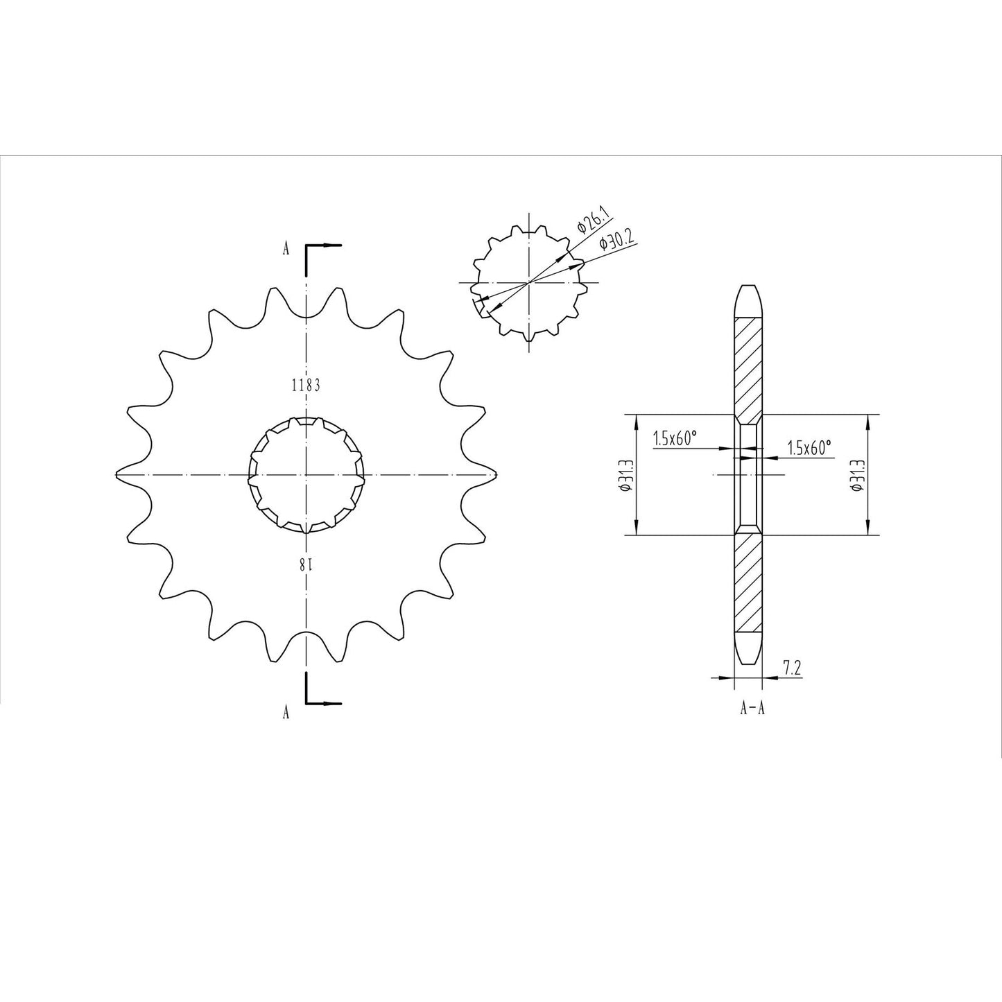 BikeMaster Front Sprocket 525 - 18-Tooth 151 183 18_130706