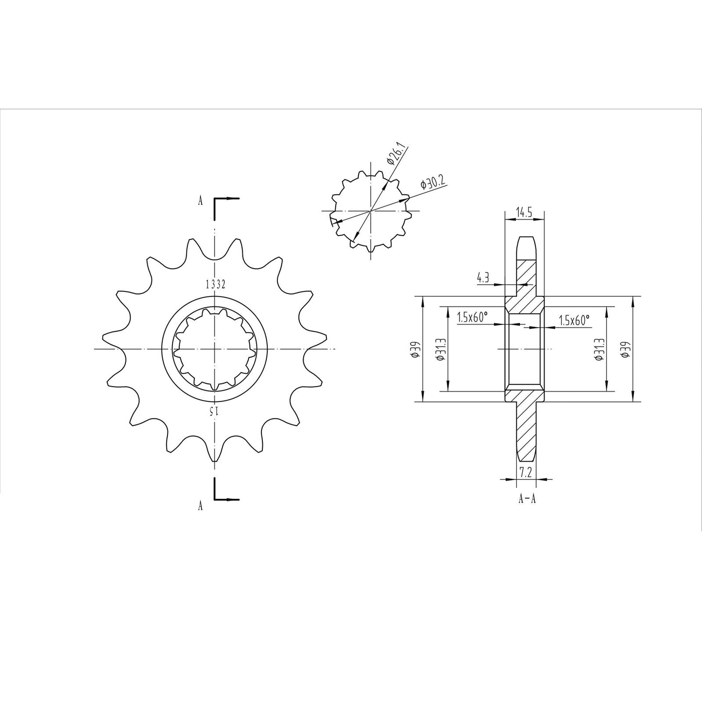 BikeMaster Front Sprocket 525 - 15-Tooth 151 332 15_130707