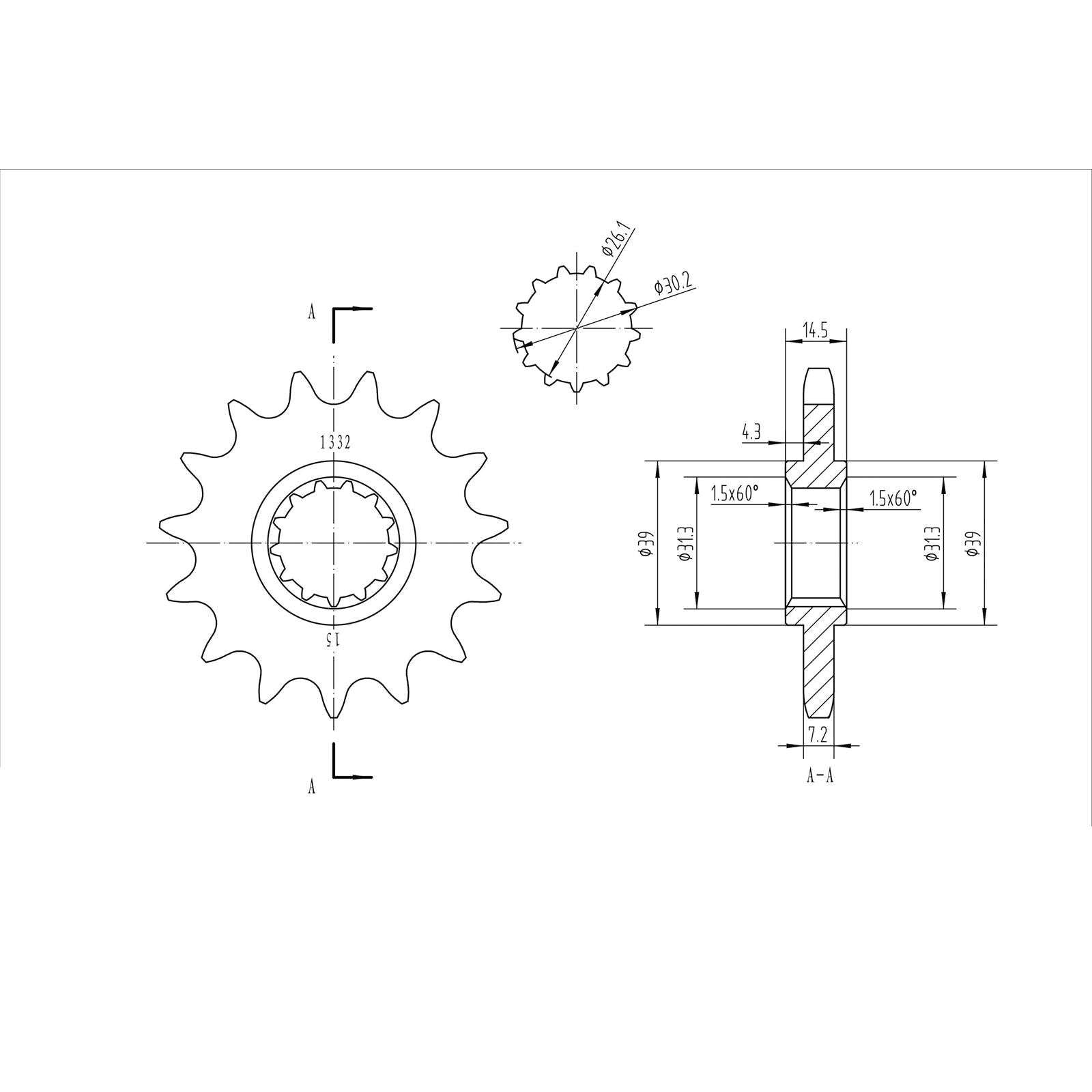 BikeMaster Front Sprocket 525 - 15-Tooth 151 332 15_130707