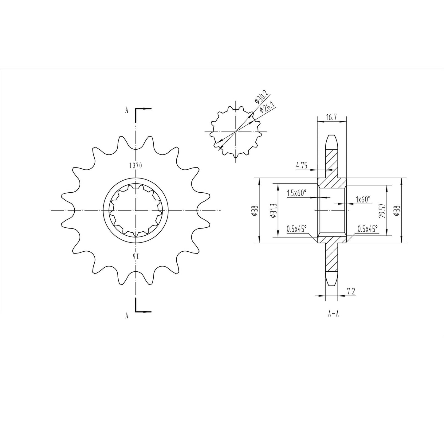 BikeMaster Front Sprocket 525 - 16-Tooth 151 370 16_130711