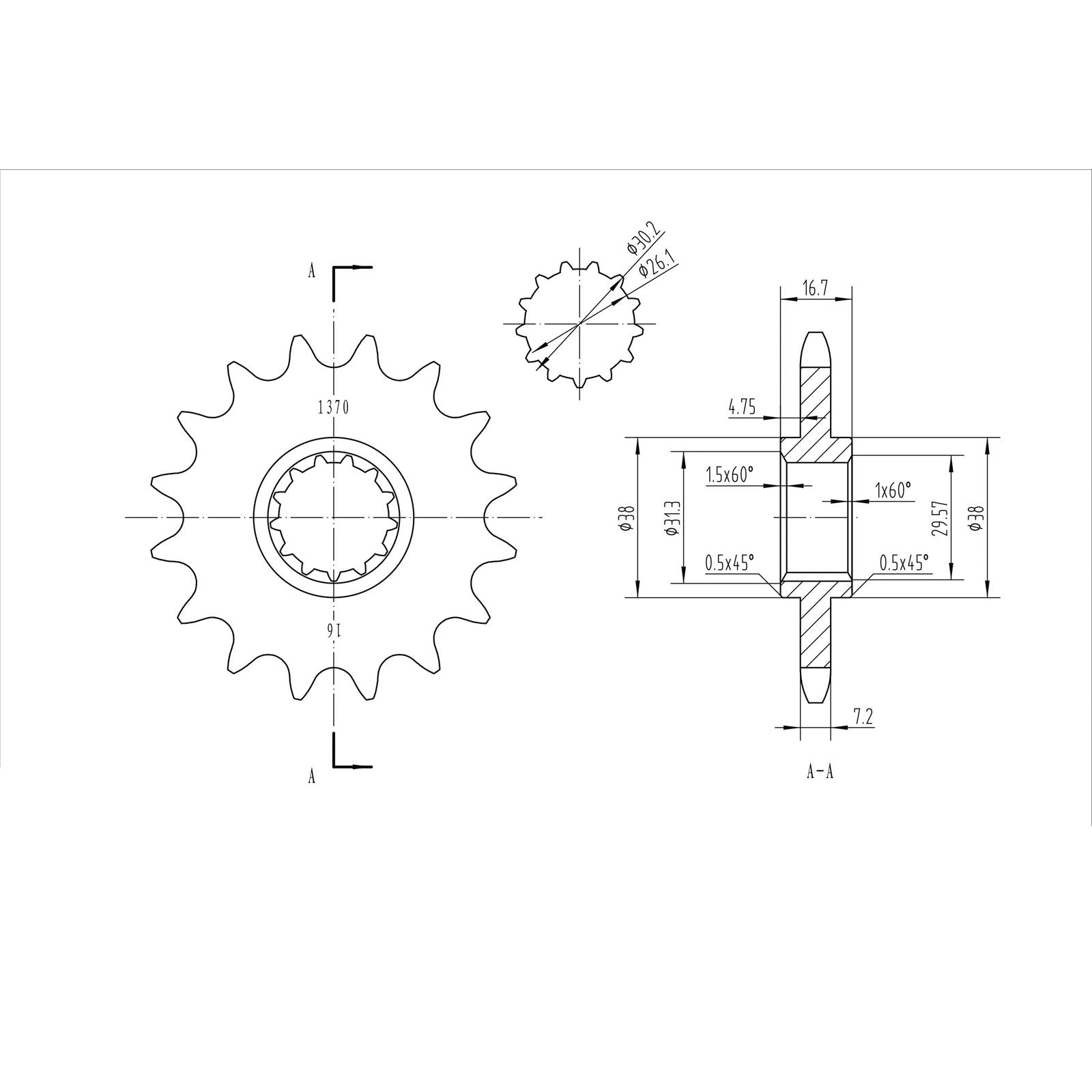BikeMaster Front Sprocket 525 - 16-Tooth 151 370 16_130711