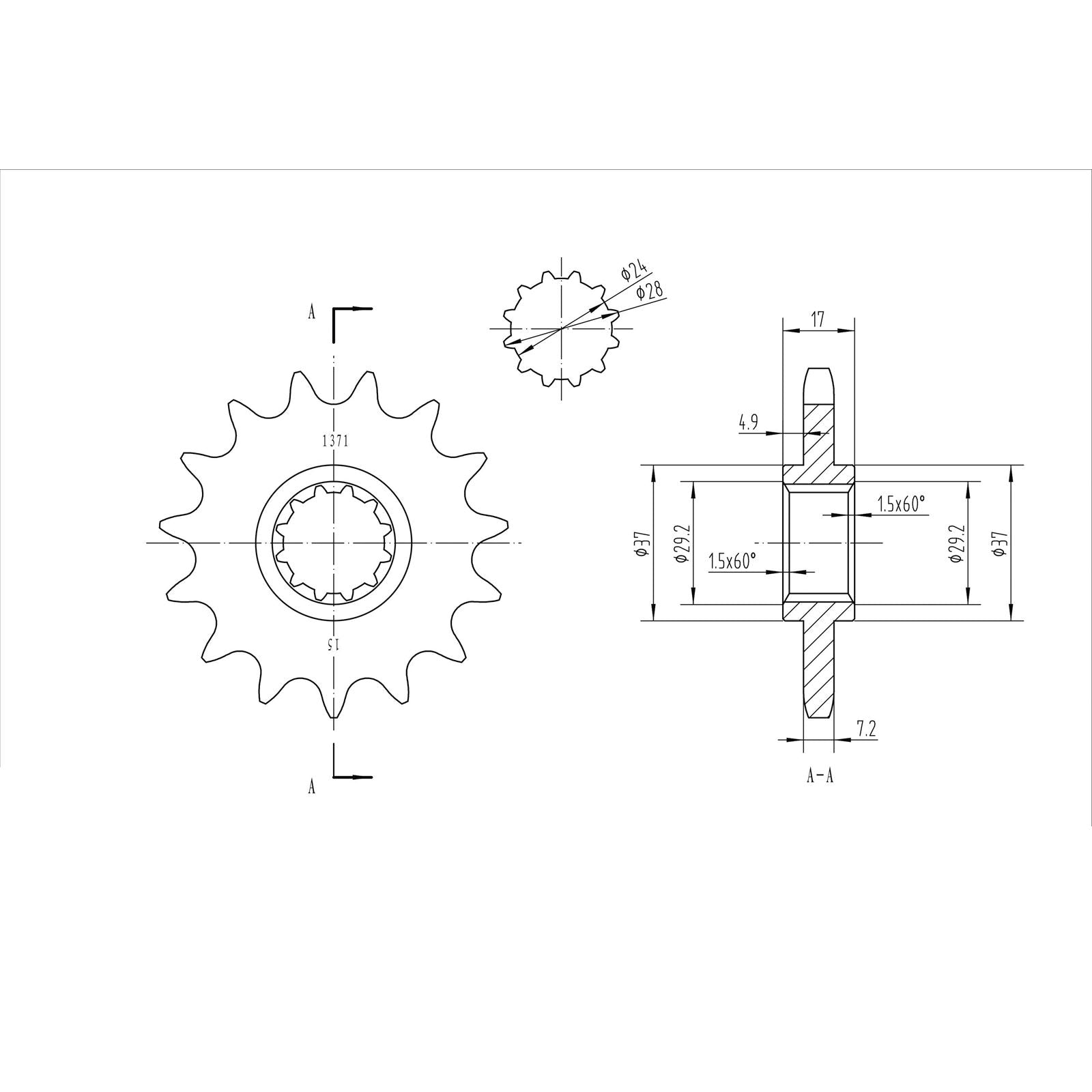 BikeMaster Front Sprocket 525 - 15-Tooth 151 371 15_130713